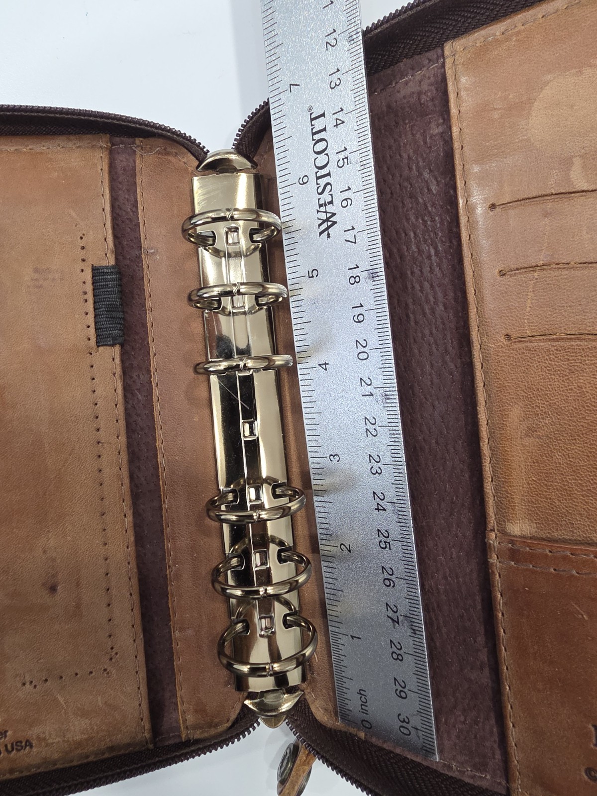 Vintage 1996 Franklin Covey 6 Ring Zip Around Genuine Leather Binder Made In USA