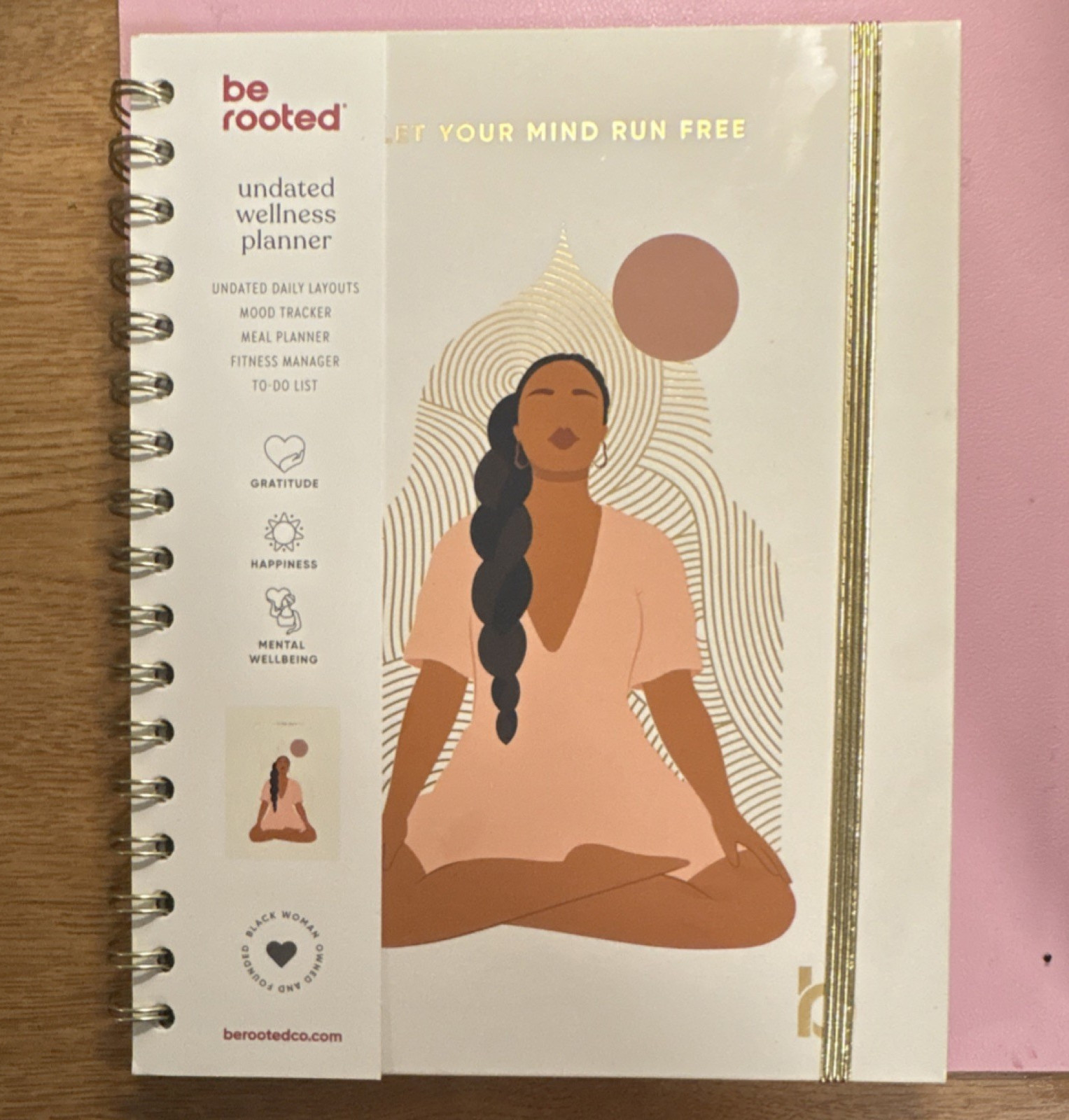 be rooted Mind Run Free Undated Wellness Planner Daily Paperboard Organizer