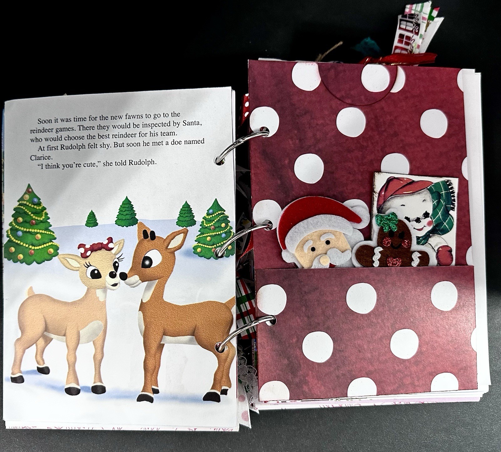 RUDOLPH Christmas Junk Journal Little Golden Book W/Embellishments & Glue Pen…