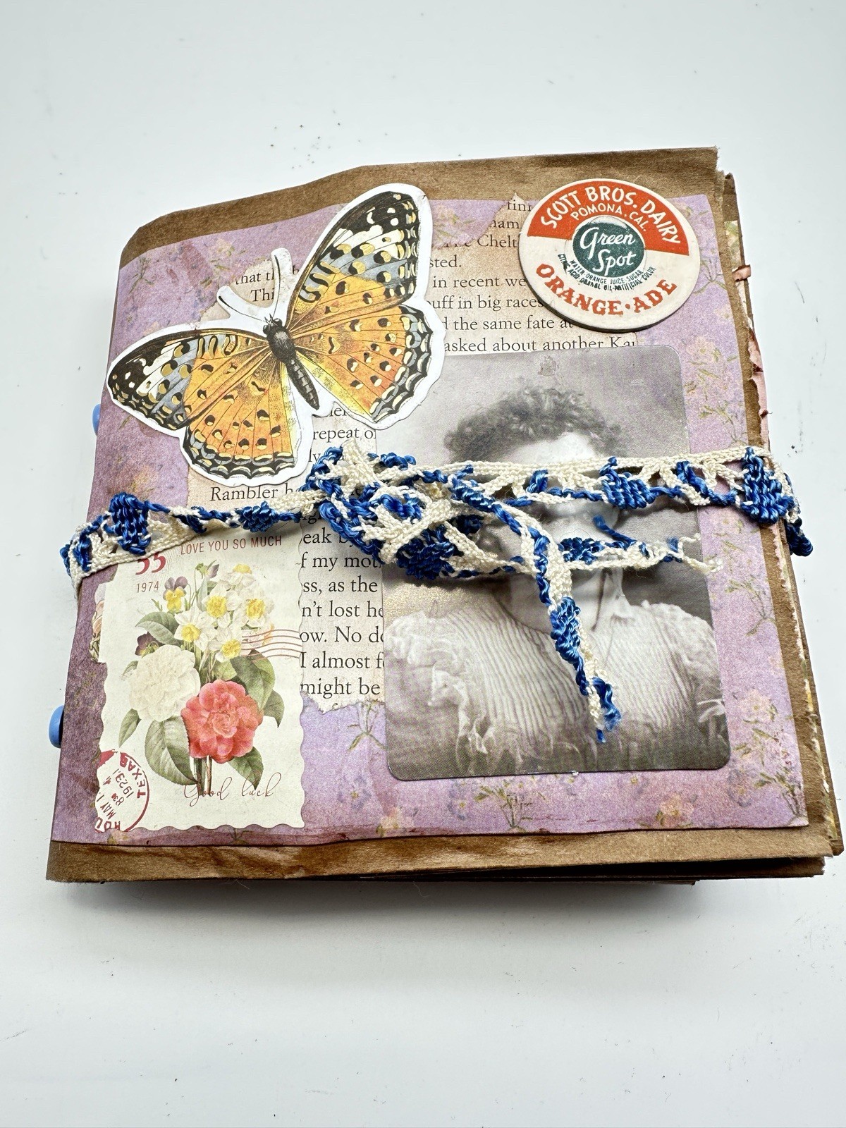 Junk Journal Orange-Ade Titled6x5 Inches With Coffee Dyed Paper For Journaling