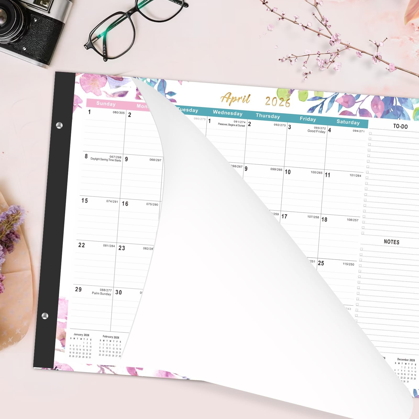 Gannyfer Desk Calendar 2026 – 18 Month Large 2026-2027, Pink