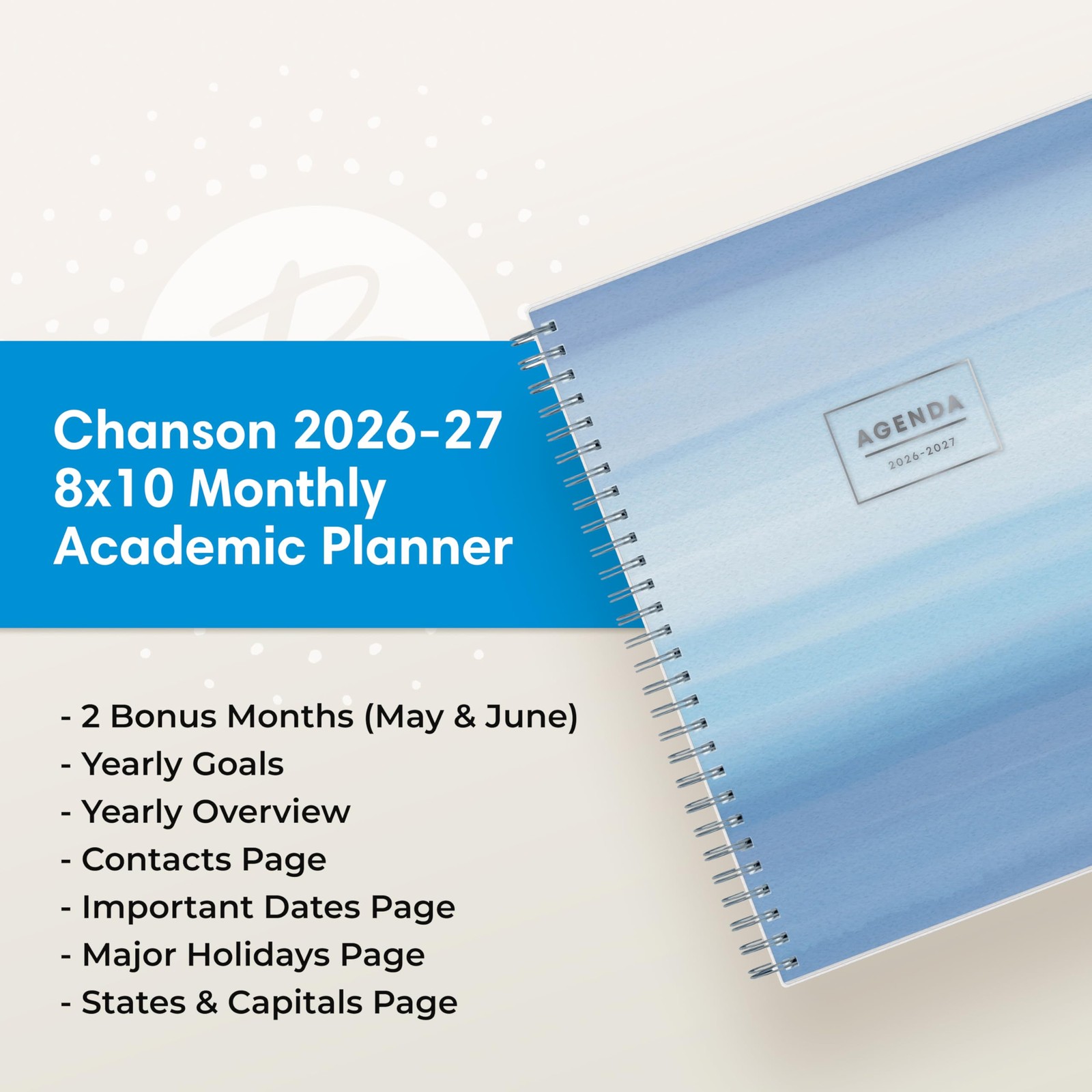 Blue Sky 2026-2027 Monthly Academic Year Planner Calendar, July 2026 – June 2…