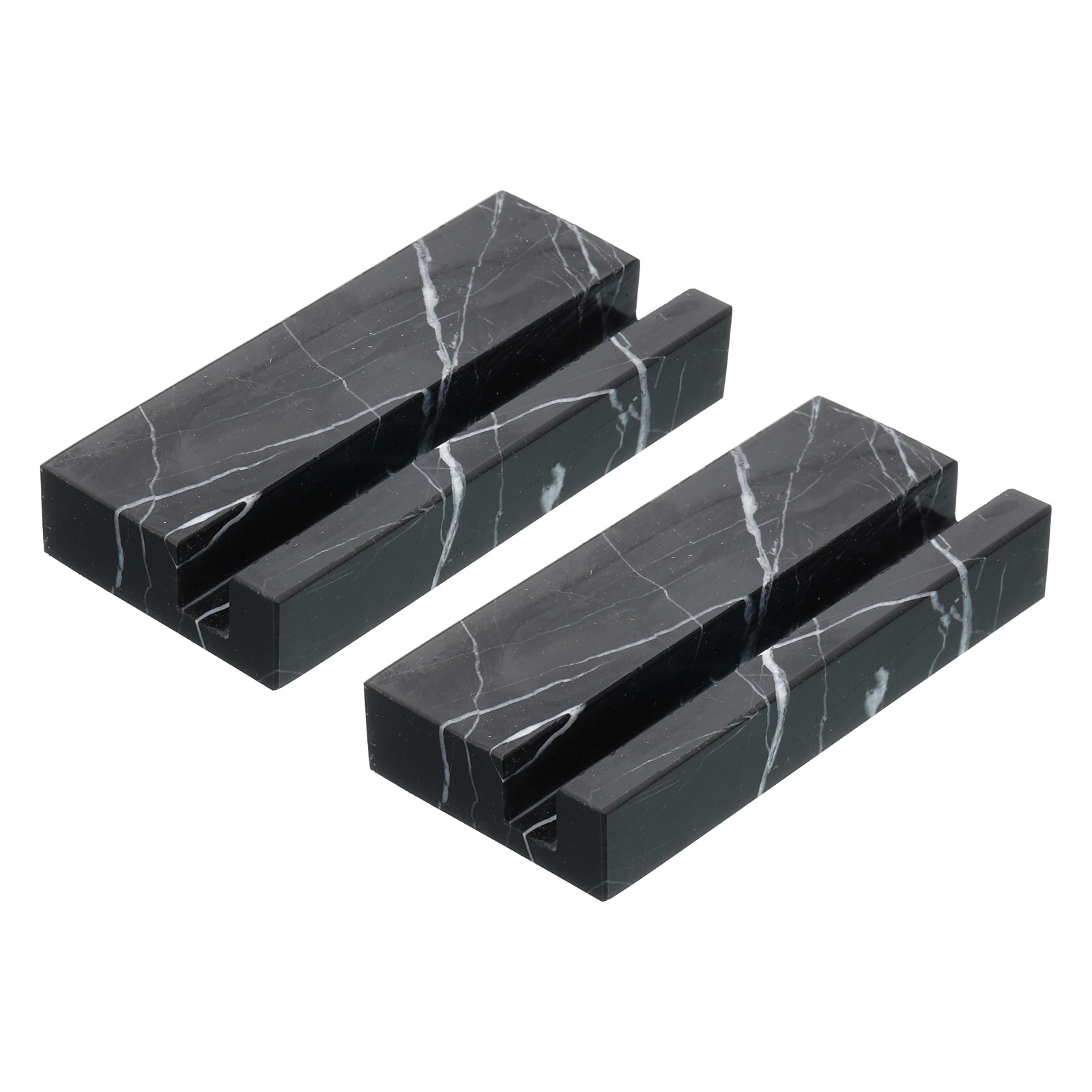 Business Card Holder for Desk 2 Pack Marble Business Card Holders Black