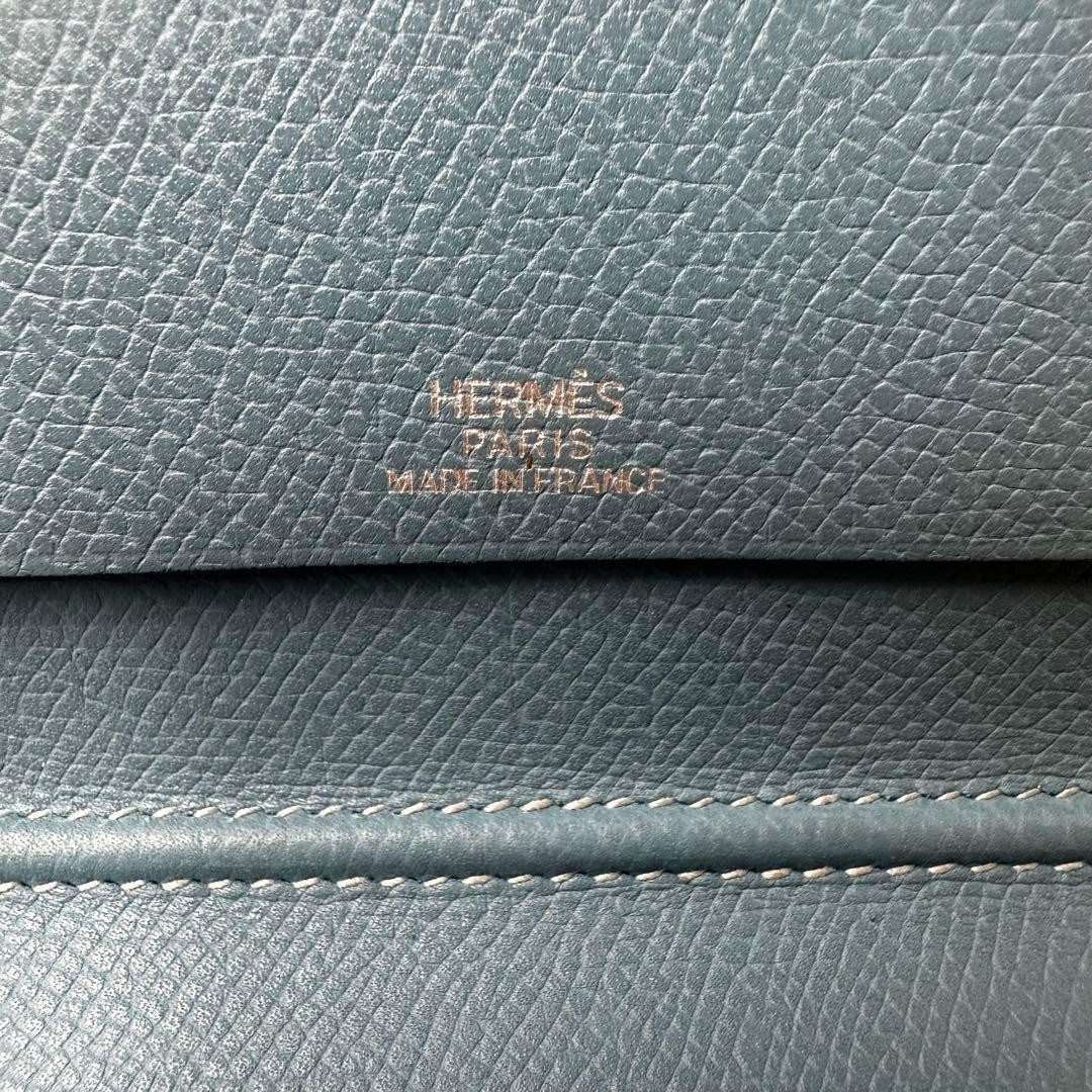 HERMES Vision Agenda Cover Veau Epsom Blue Women’s J Stamp Pen Holder 228-56699