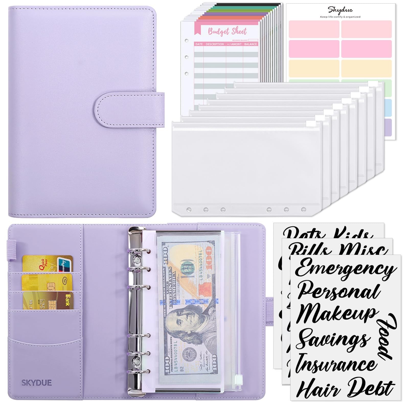 Budget Binder Money Saving Zipper Envelopes Cash Expense Sheets Budgeting Book