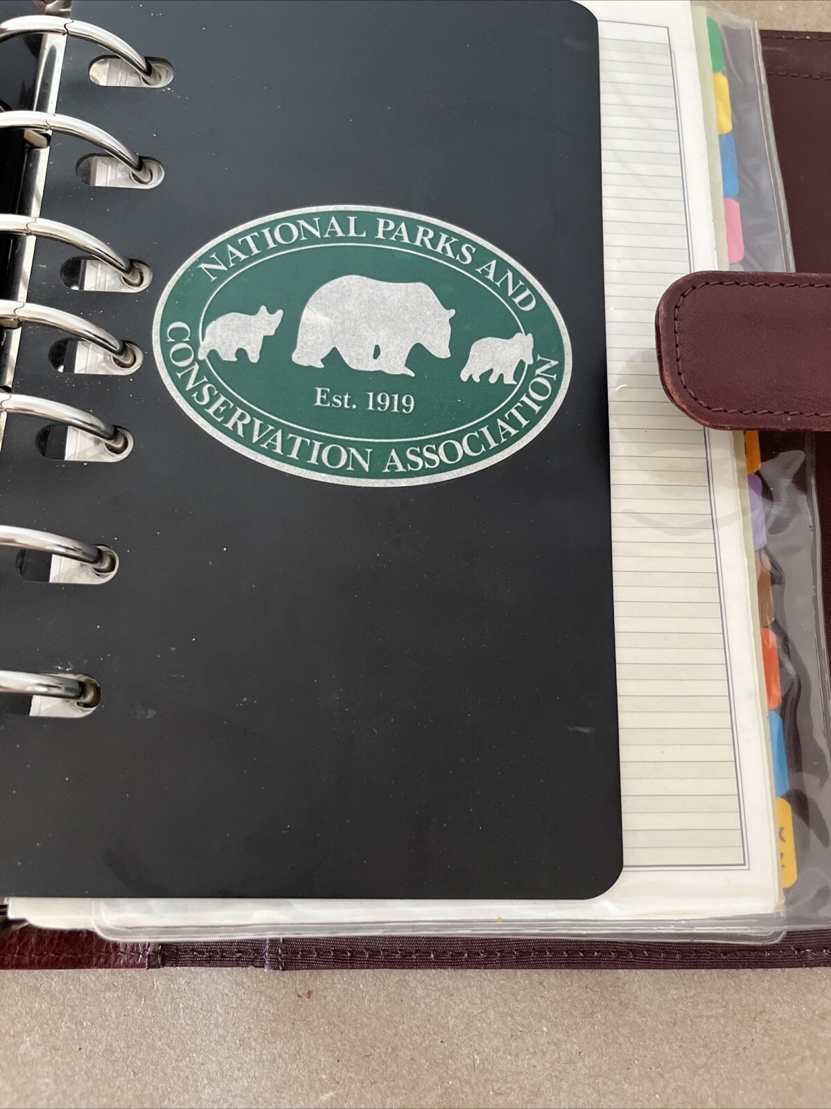 Day-Timer Planner Binder Brown Leather 7 Rings Loose Leaf USA Made 1996 Vintage