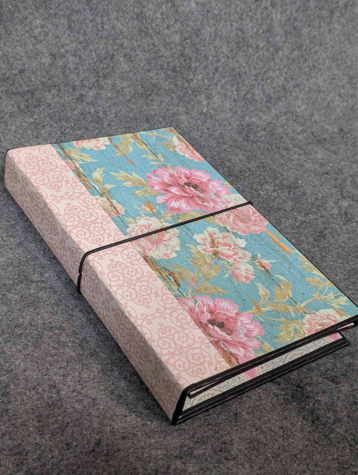Handmade Paper Journal Flower print 4″x6″, Grocery List / Notepad Organizer