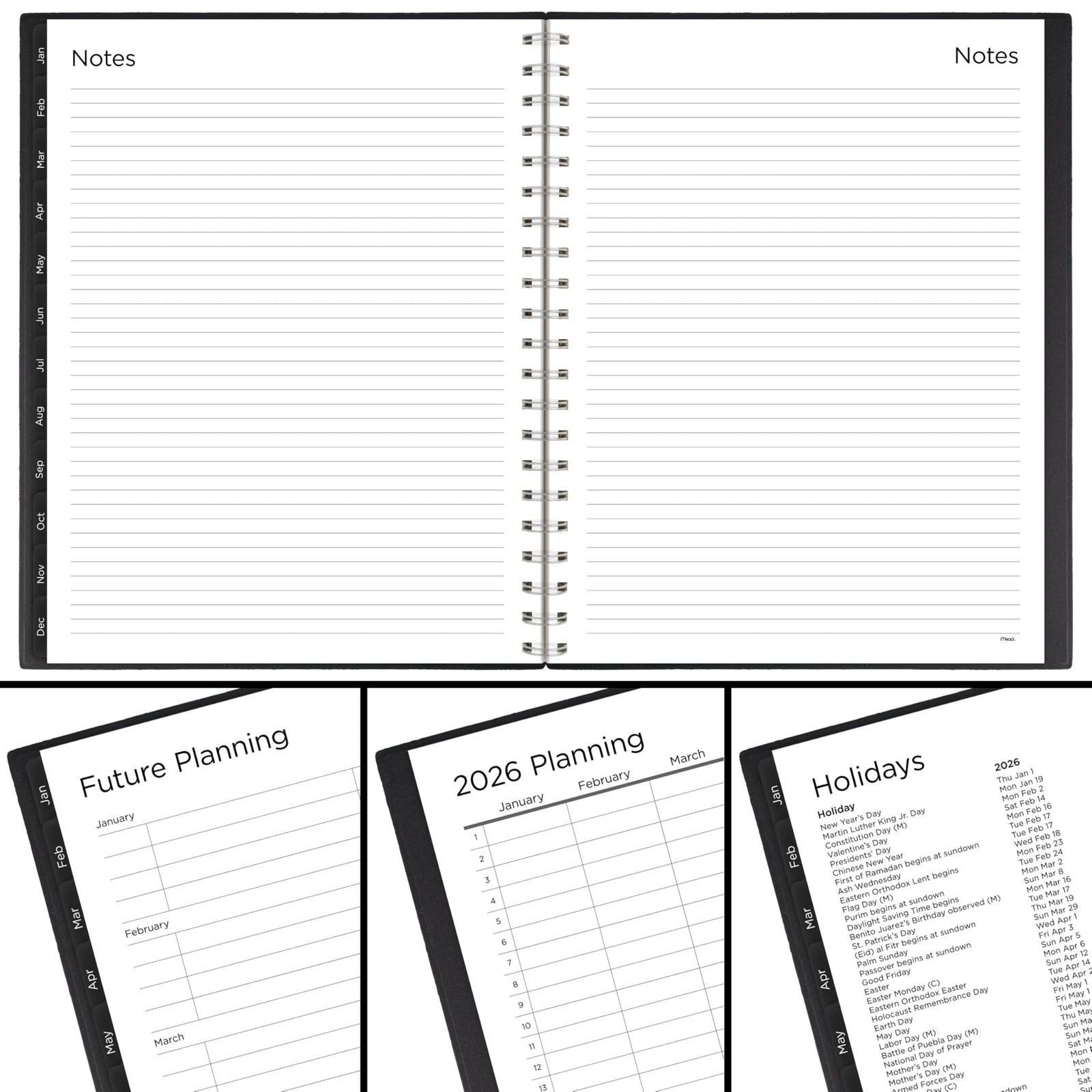 2026 Planner, Weekly & Monthly, 15-Month, 8-1/2 x 11, Large, Basic, Black (CRW62