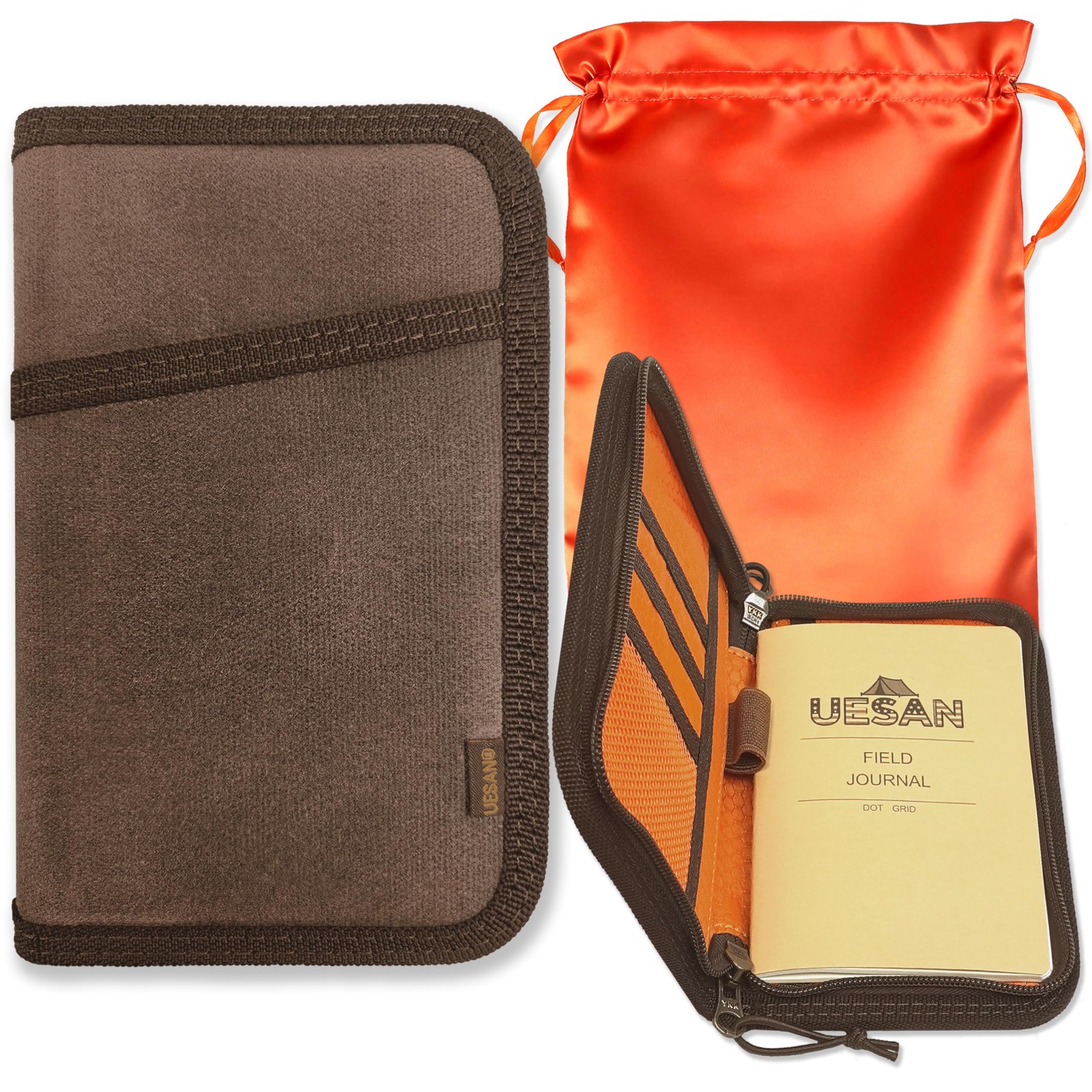Waxed Canvas Pocket Journal Cover for 3.5 x 5.5 Notebooks, Zippered Field Not…