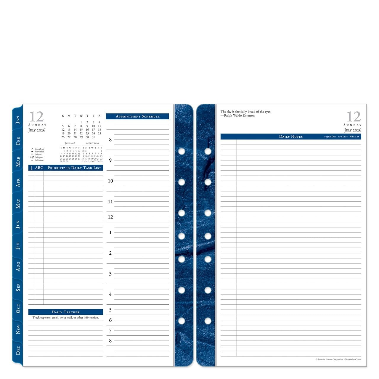 Monticello Ring-Bound Planner Refill – Two Page Per Day, Classic, Jul 2026 – Jun