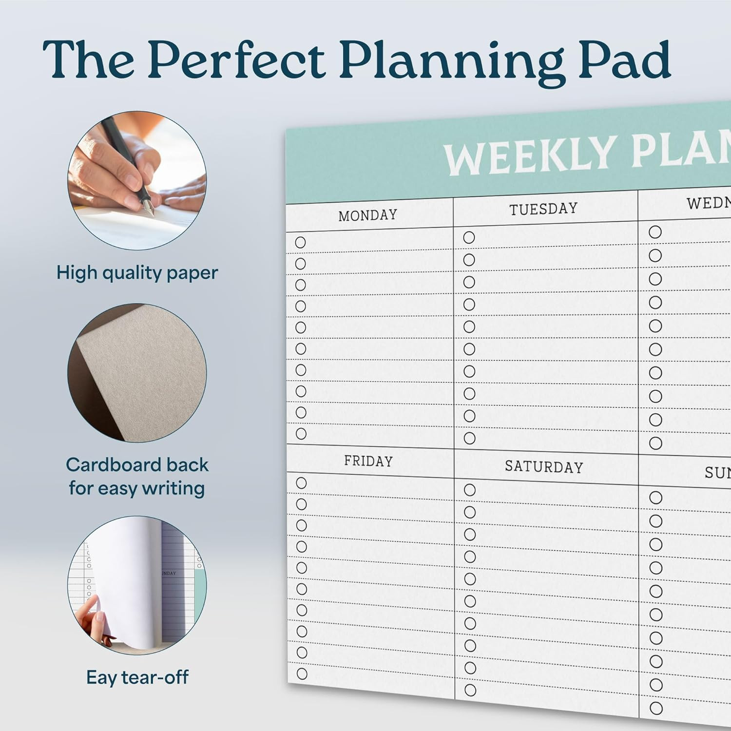 Large Weekly Planning Pad and Matching Notepad, 52 Letter Size Tear-Off Sheets