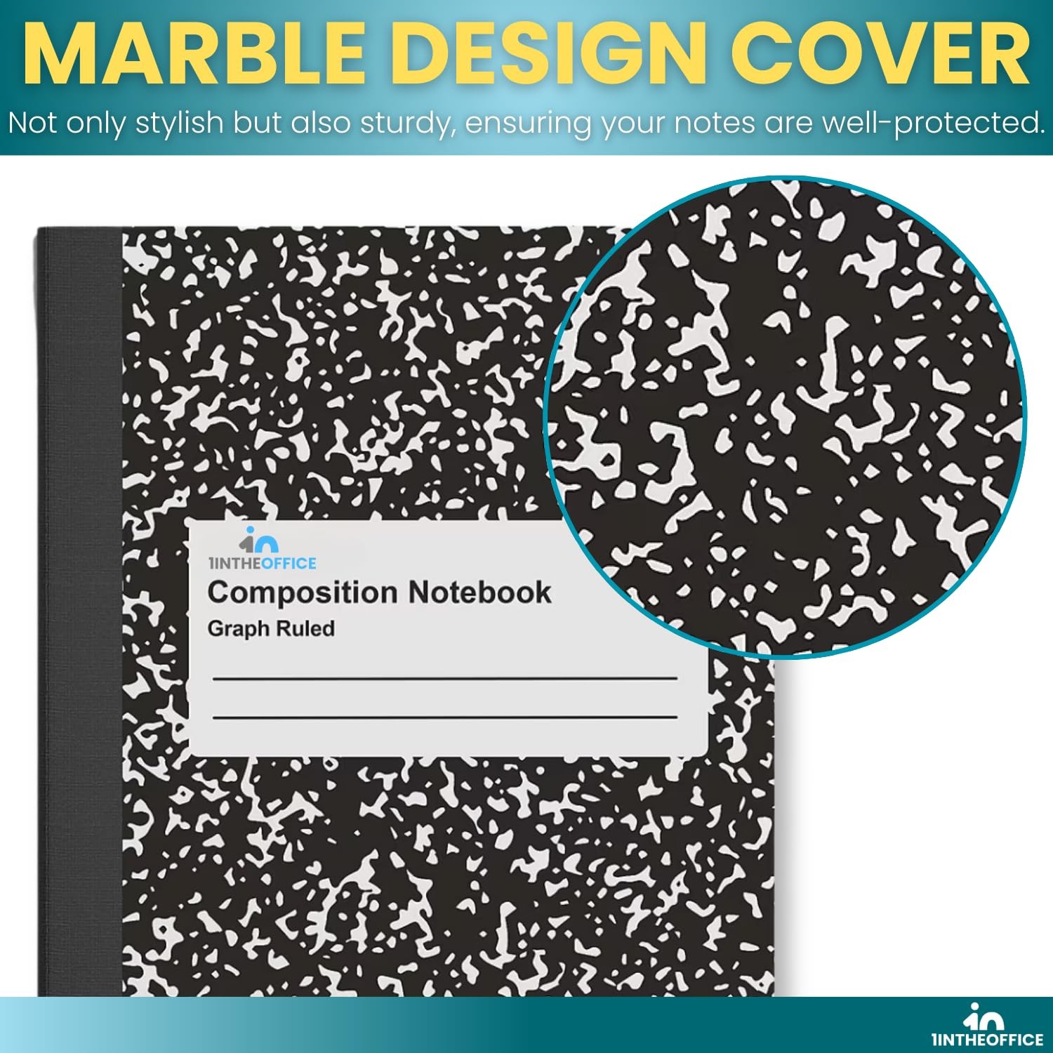 1InTheOffice Graph Paper Composition Notebook, Ruled notebook, Black