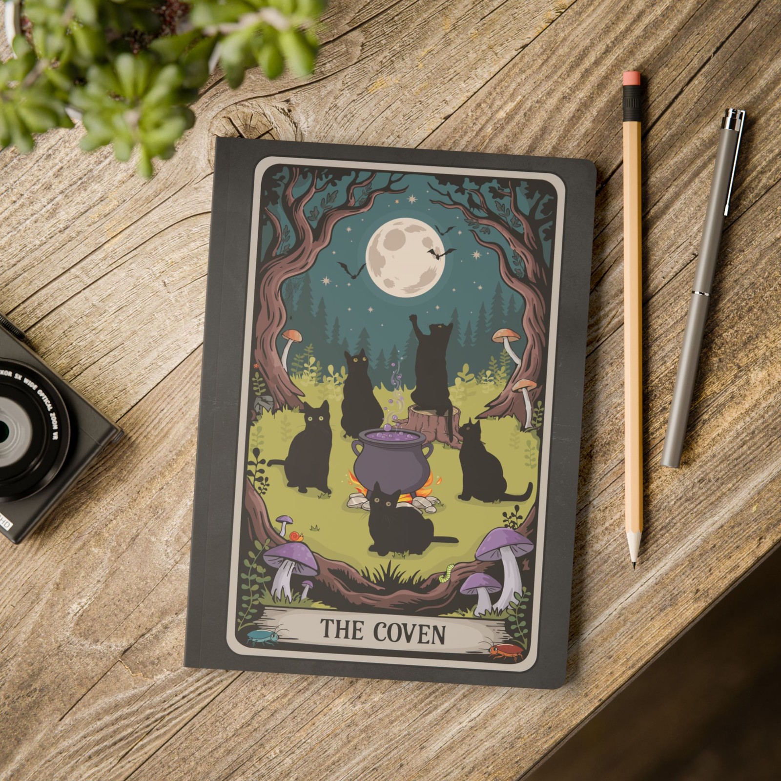 Black Cat Journal, The Coven Tarot Card Witch Journals, Spell Book Notebook