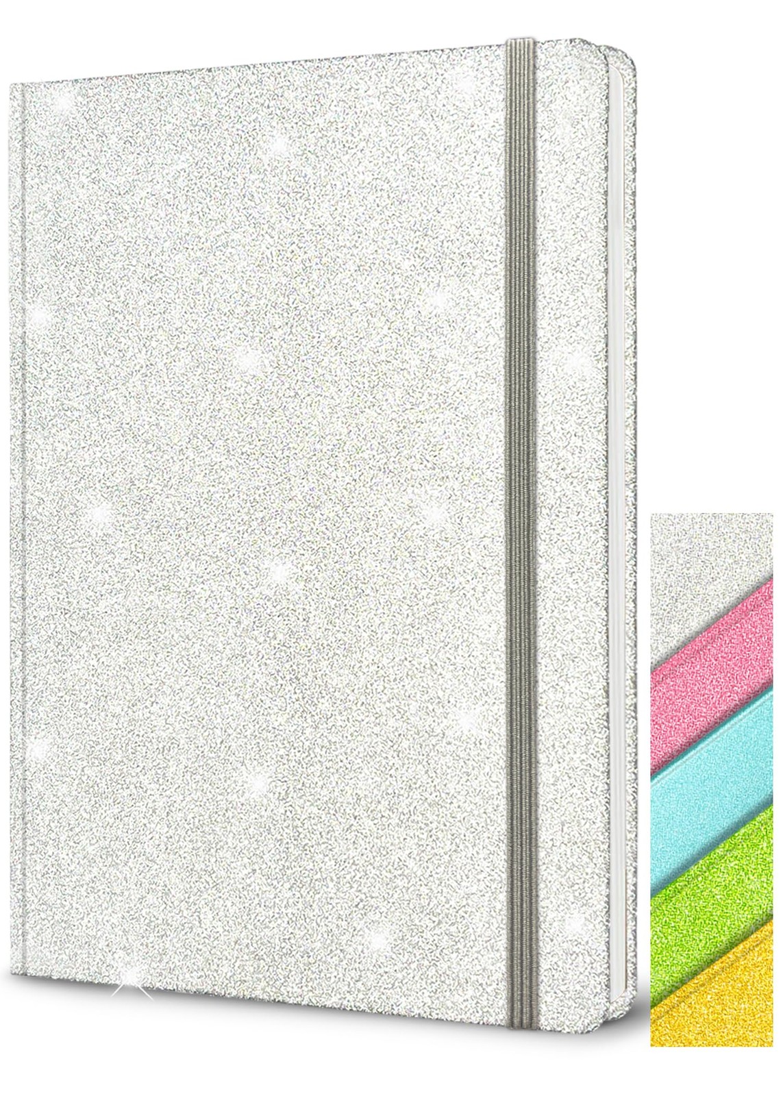 Silver Glitter Notebook, 8.3×5.7” 160 Lined Pages 5-x-8-inch inches,