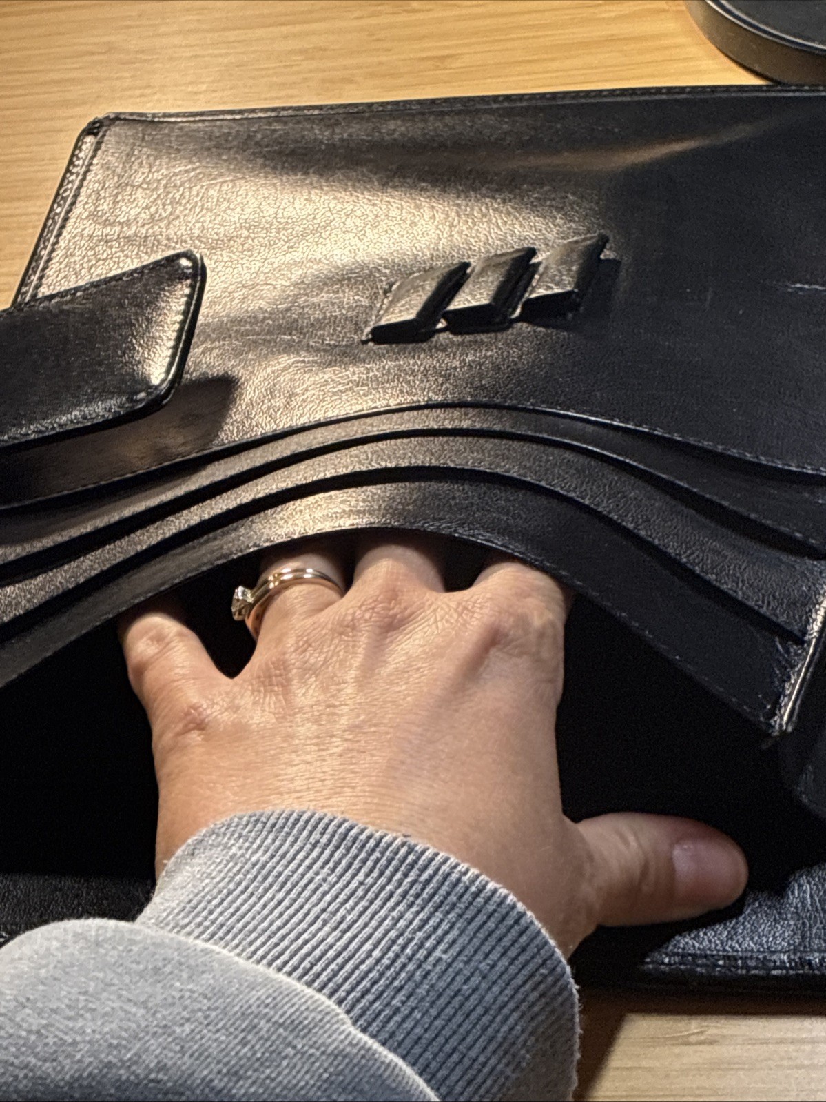 SevenKLeather Black Leather Folio Luxurious Leather Smells So Good! 12.5×10 in