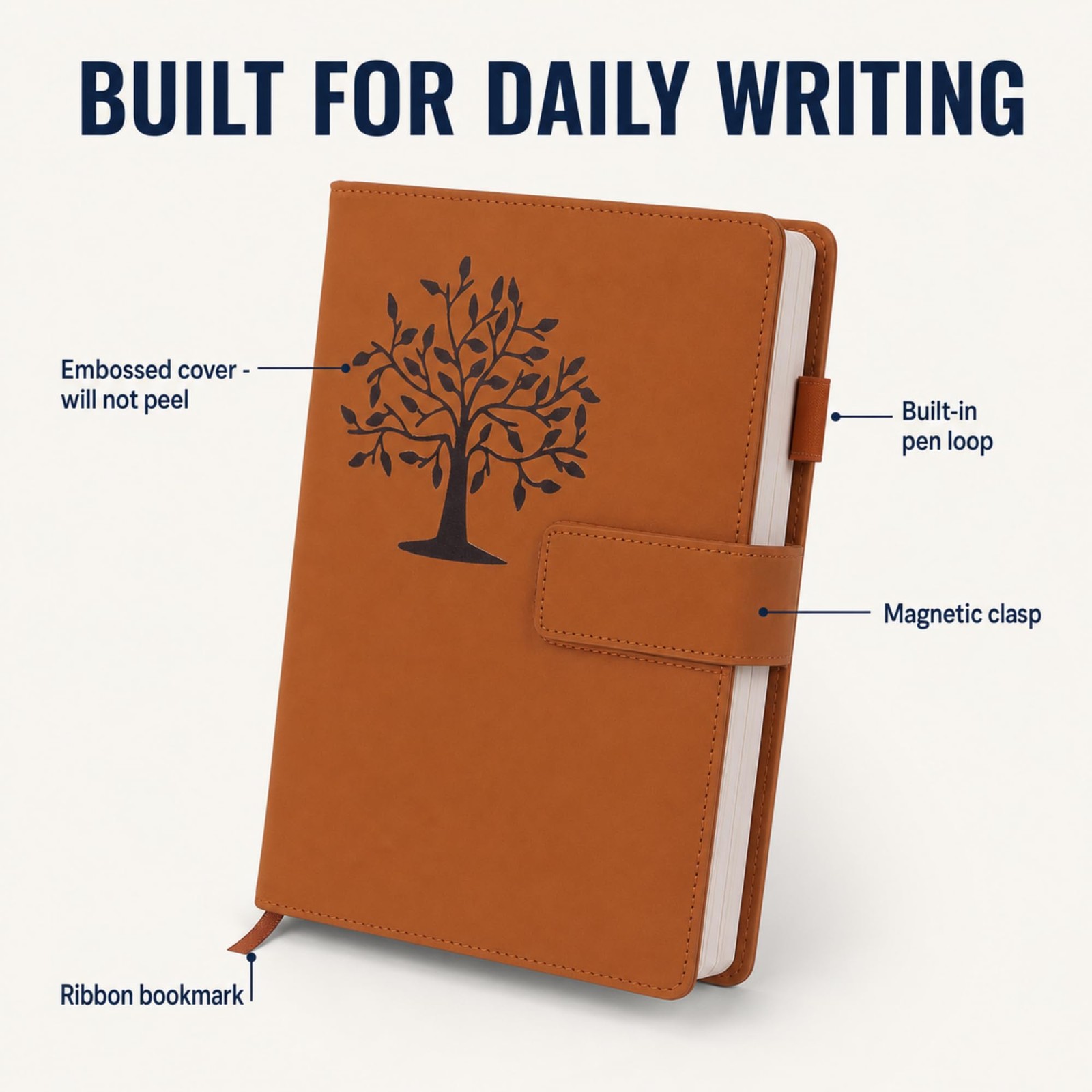 Tree of Life Refillable Journal, Brown Faux Leather, 200 Lined Pages, 5.75×8….
