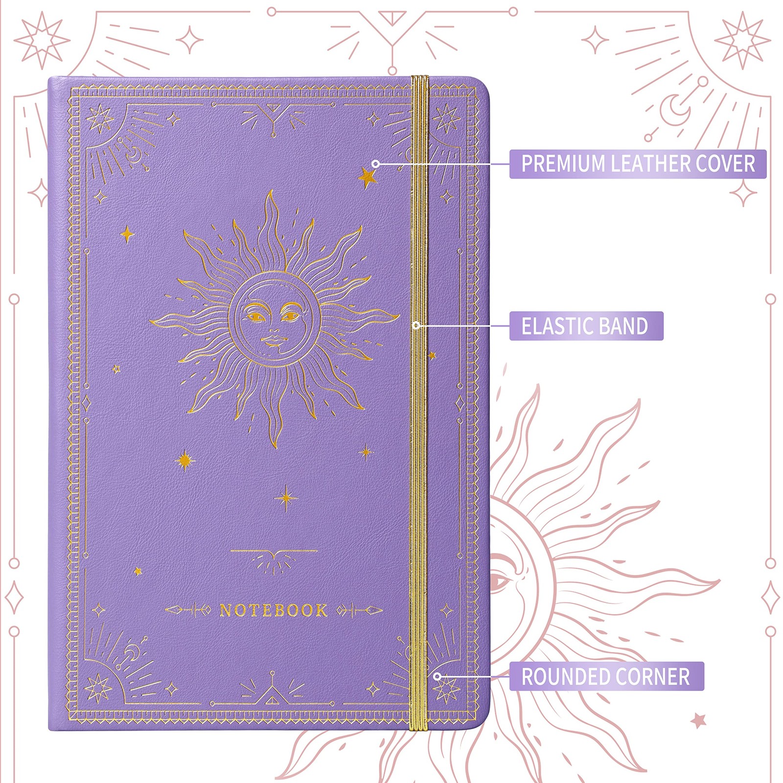 Artfan Ruled Notebook/Journal – Premium Thick Paper Faux Leather Purple1