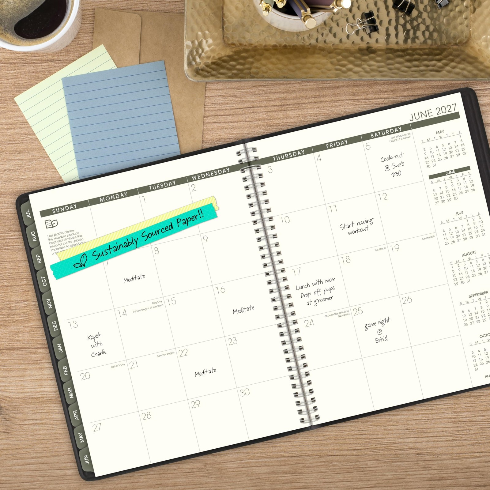 AT-A-GLANCE Planner 2026-2027 Weekly & 8.25 x 11 inches, Recycled Black