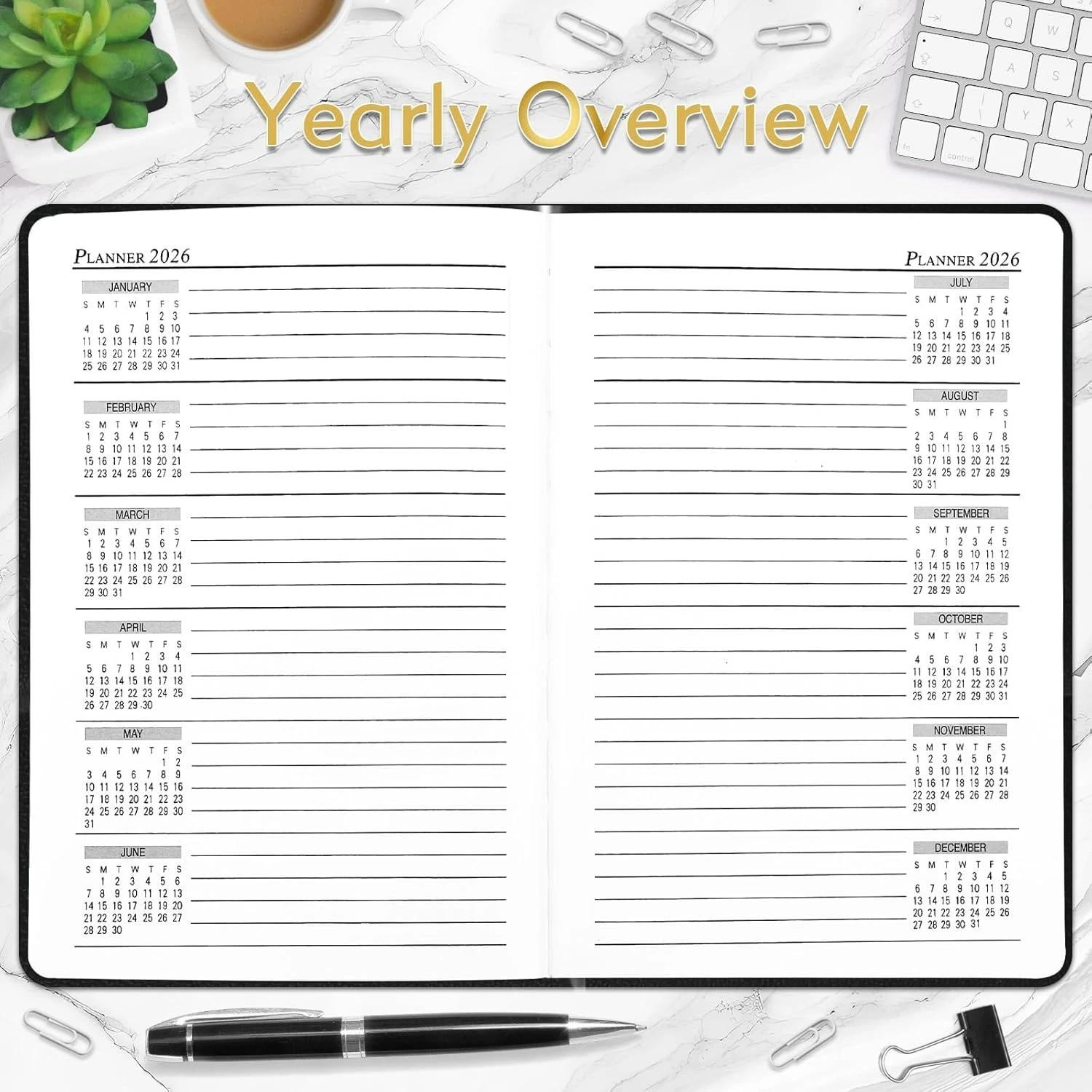2026 Daily Hourly Planner – One Page a Day, 2026 Diary 5.7 X 8.3" Hardcover