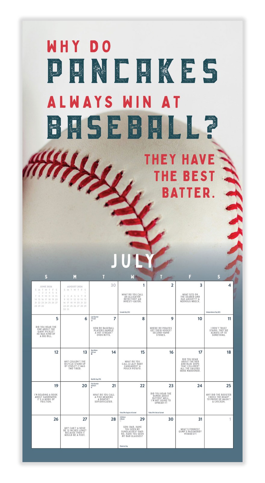 Dad Jokes Calendar 2026 | 12″ x 24″ 12 Month Calendar | Marble City Press