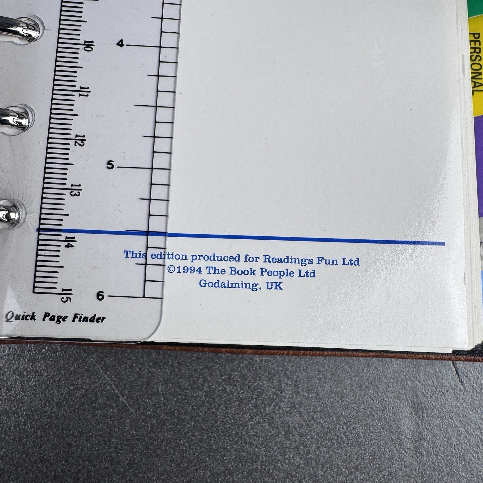 1994 Readings Fun Ltd The Book People Personal Organizer 6 Ring Address Book