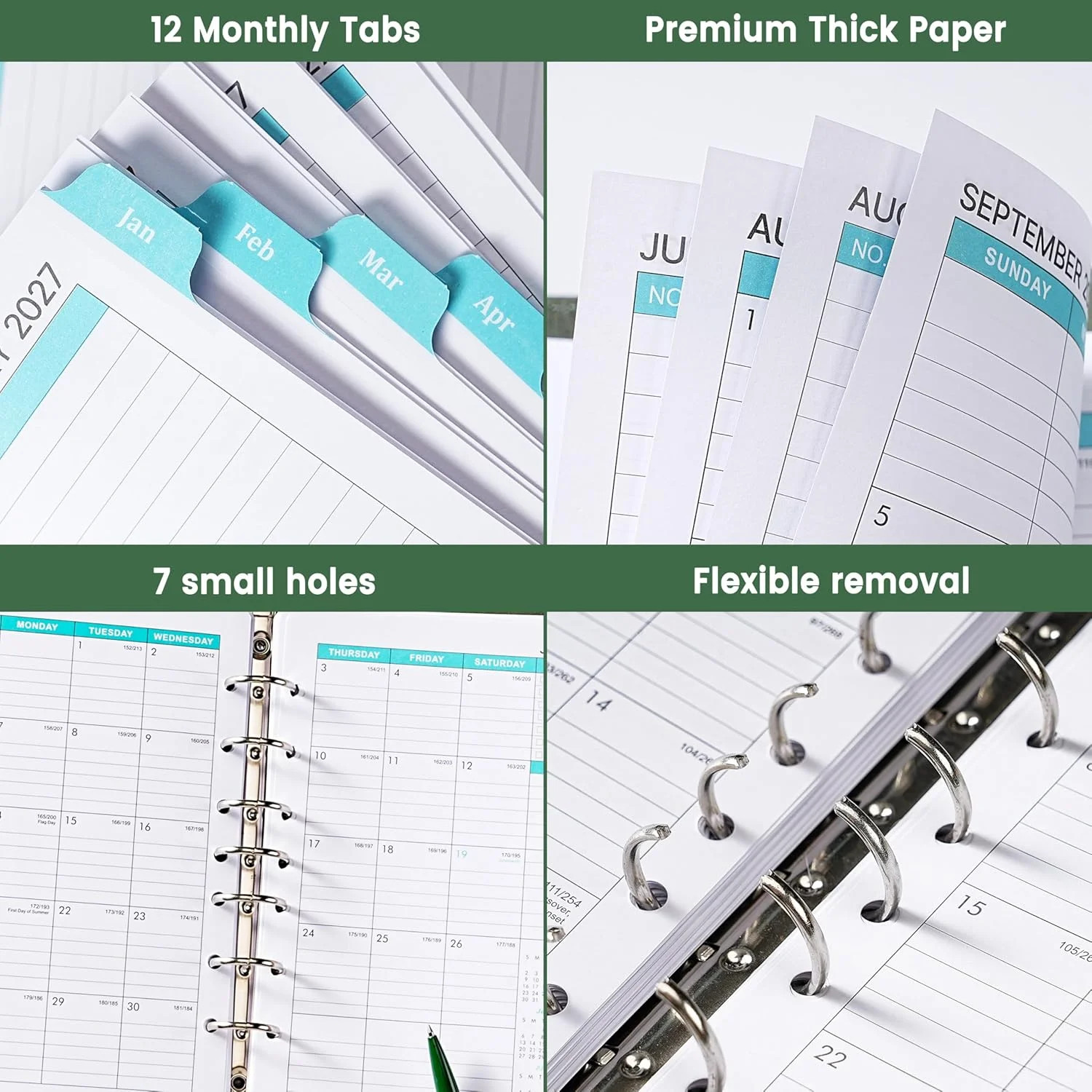 2026-2028 Monthly Planner Refill – 7-Hole Punched, A5 Planner Inserts, from Jul.