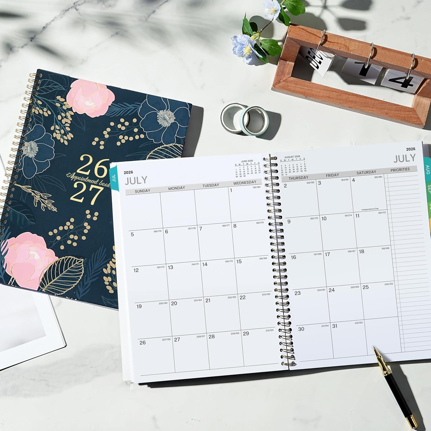 2026-2027 Appointment Book July 2026 June 2027 Weekly 9″X11″ Hourly Planner Tabs