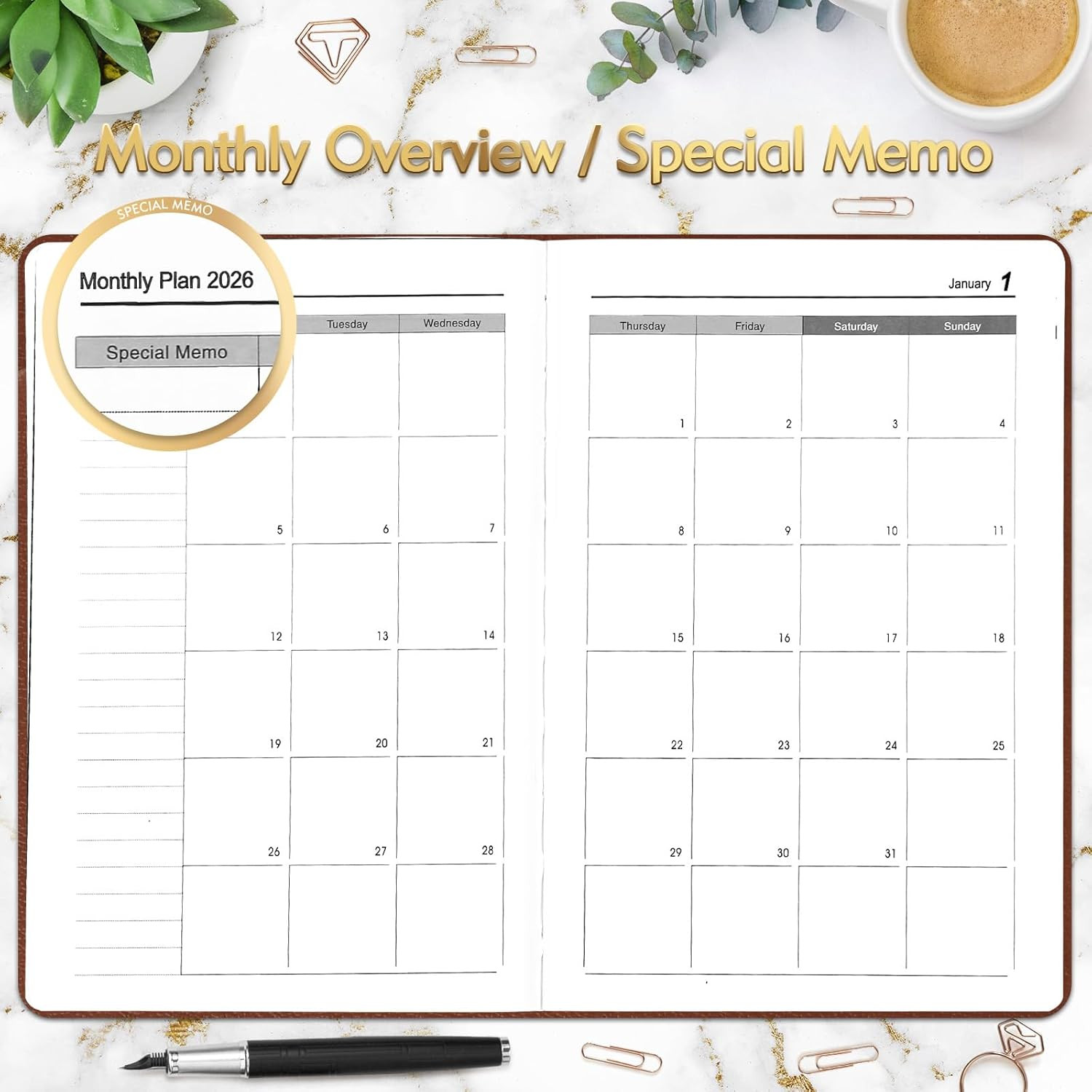 2026 Daily Hourly Planner – One Page a Day, 2026 Diary 5.7 X 8.3″ Hardcover Week