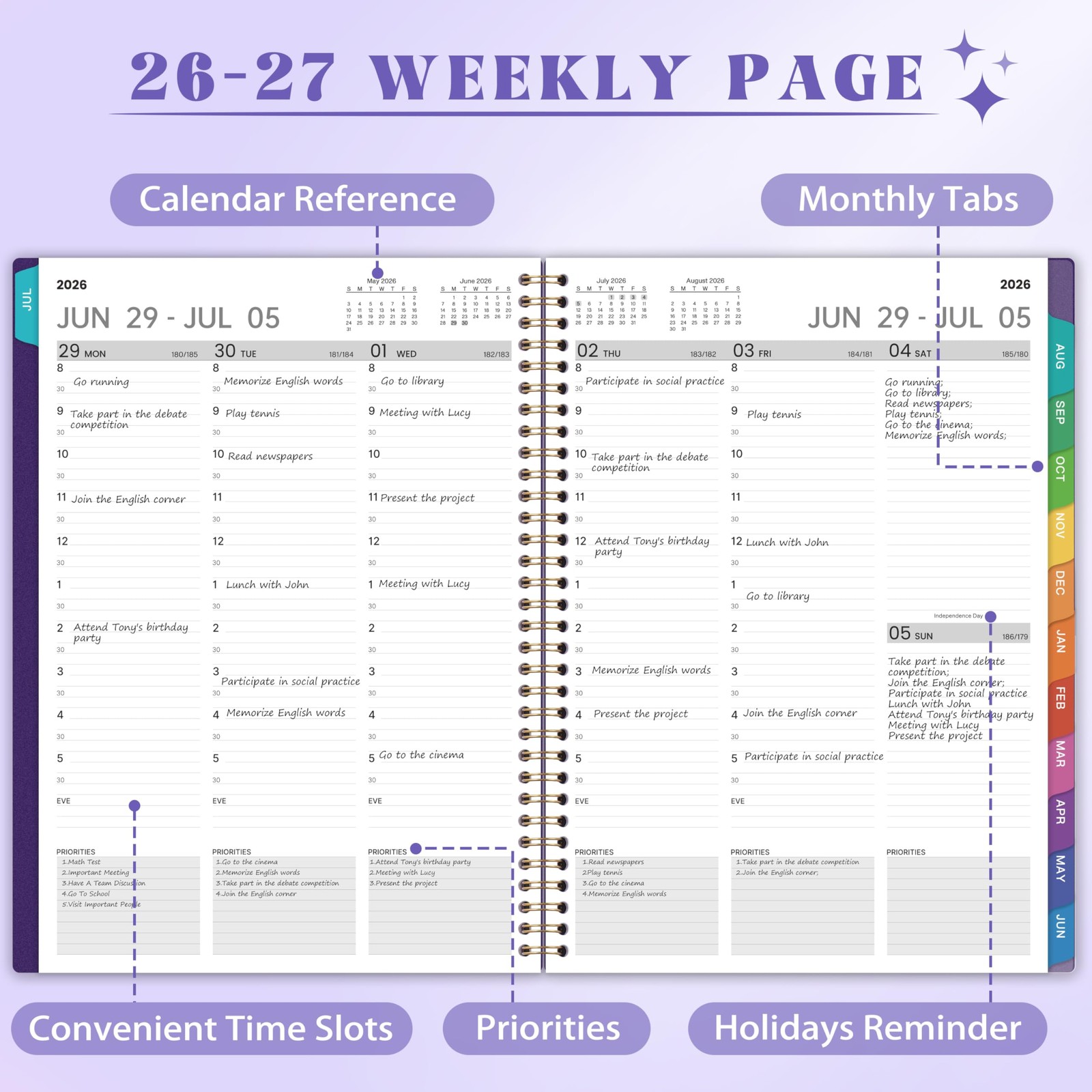 20262027 Daily Hourly Planner 8.2×11 30Min Interval Appointment Book w/Tabs