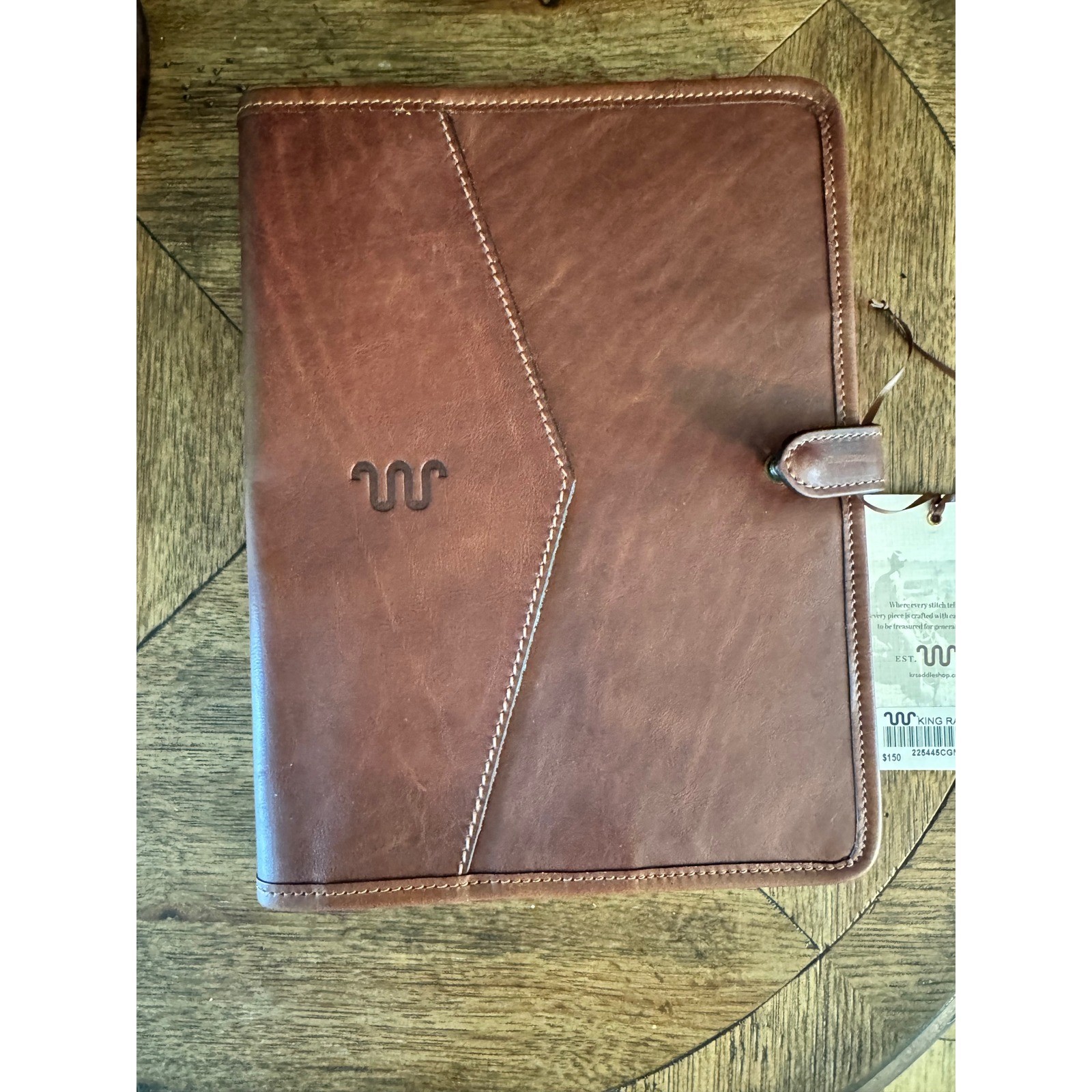 King Ranch Leather Notepad Portfolio Cognac Brown Running W 225445CGN NWT