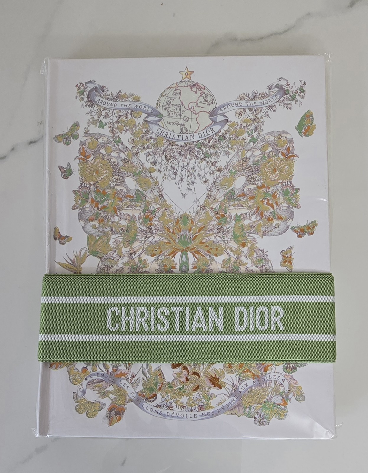 Christian Dior Butterfly Floral Hardcover Notebook Journal w/ Elastic Band