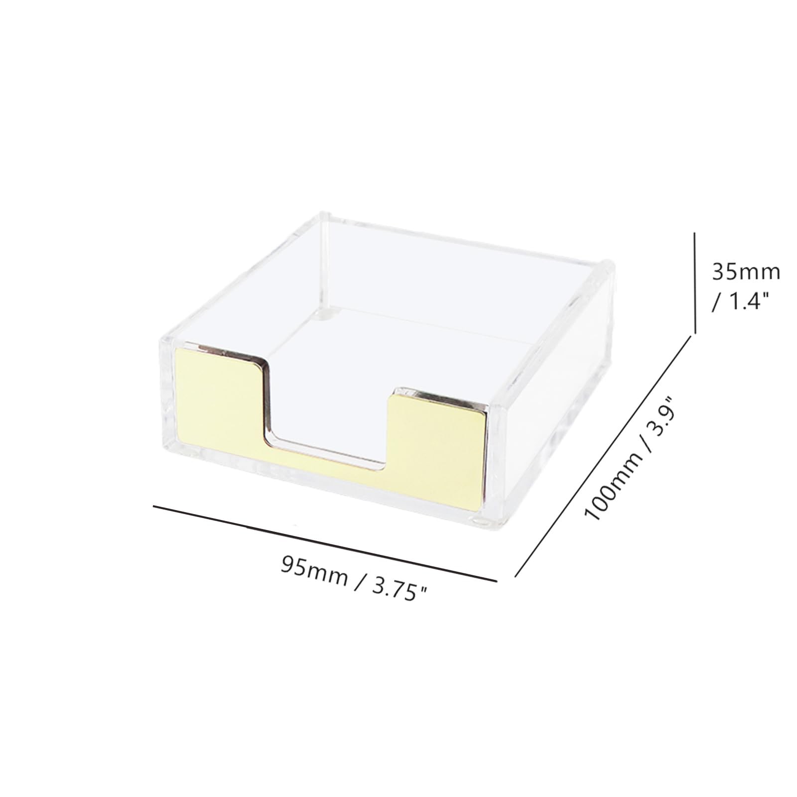 NatSumeBasics Gold Sticky Note Holder Clear Acrylic Yellow Pure Tone