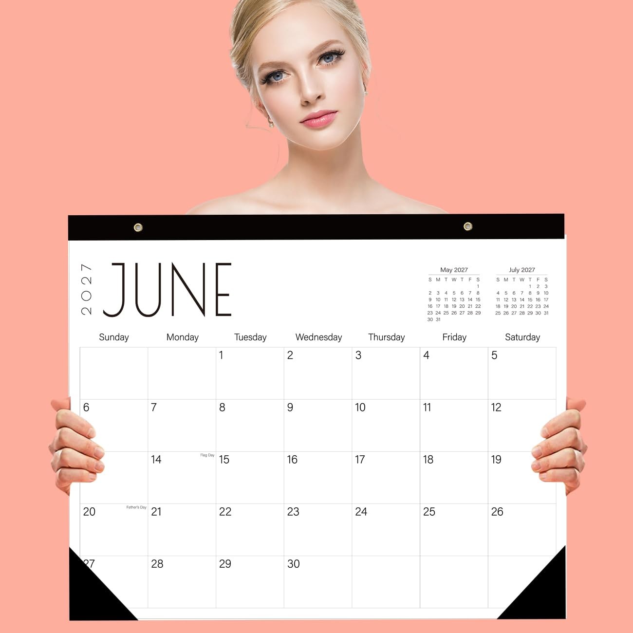 Calendar 2026-18-Month Extra Large Desk 22″ x 15″ desk, Black-Large-Word