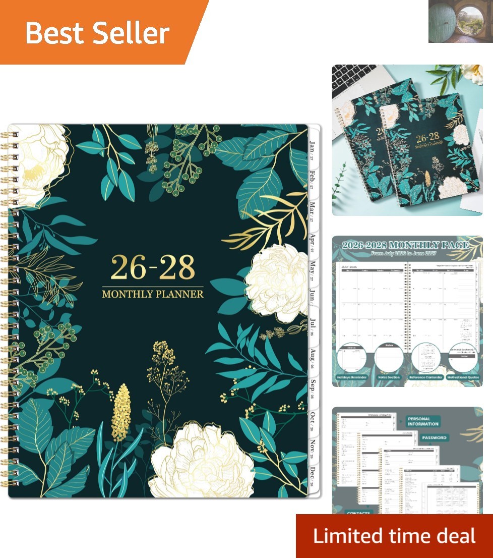 2026-2028 Monthly Planner: Luxurious Organizer with Twin-Wire Binding, 11″x9″