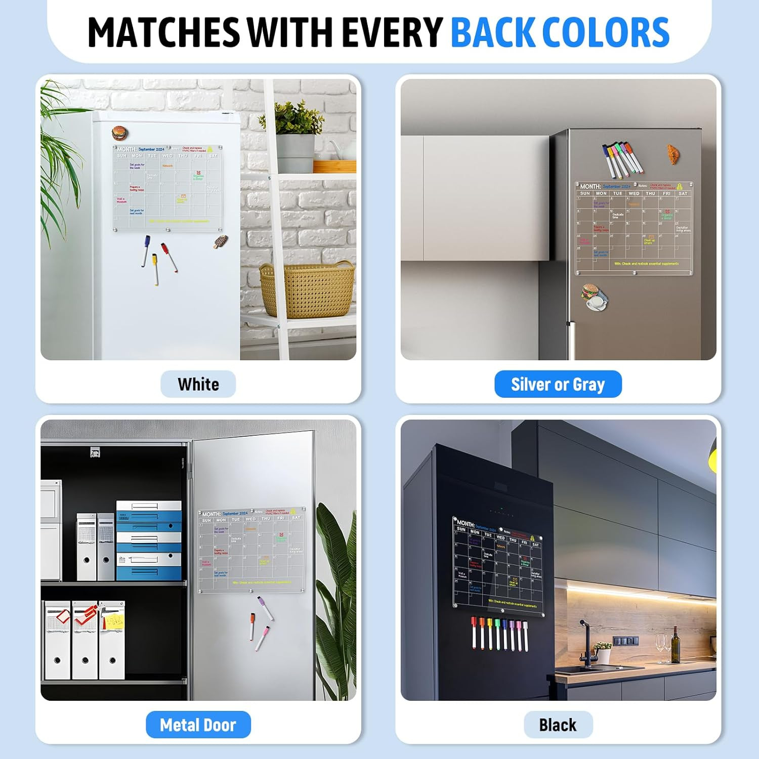 Magnetic Acrylic Fridge Calendar Dry Erase Monthly Planner 14.5×11.5