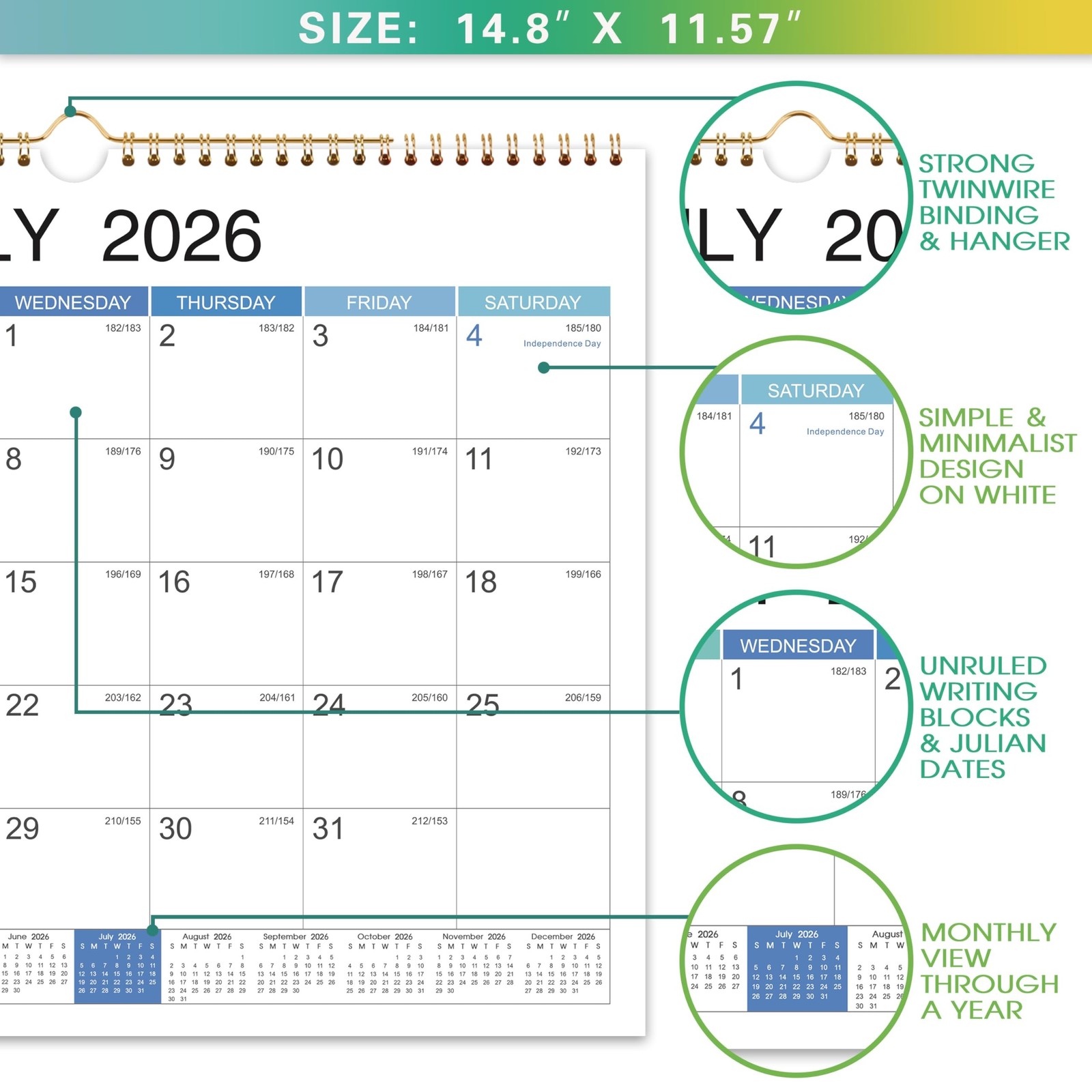 2026-2027 Wall Calendar – Jul 2026 – Dec 2027, 18 Monthly Hanging Calendar 20…