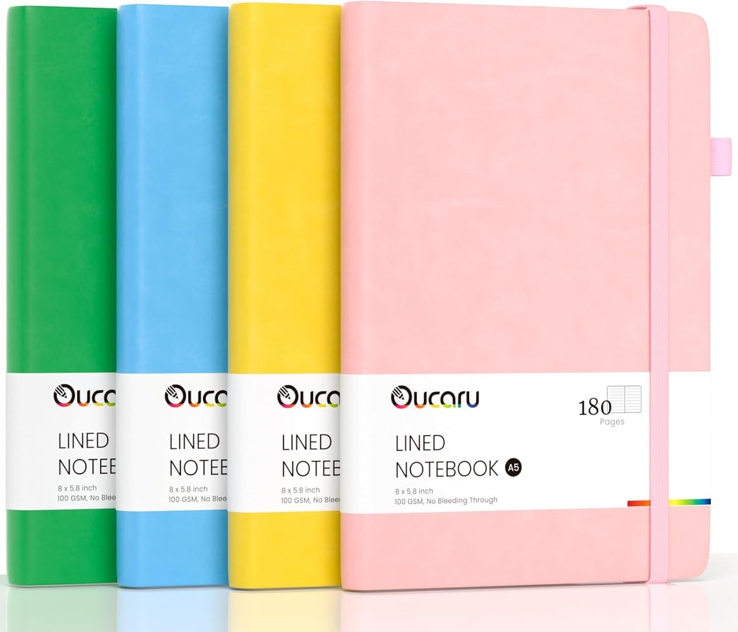 Lined Journal Notebook, 4 Pack, 180 Pages, A5 Journals for Writing, 100 GSM T…