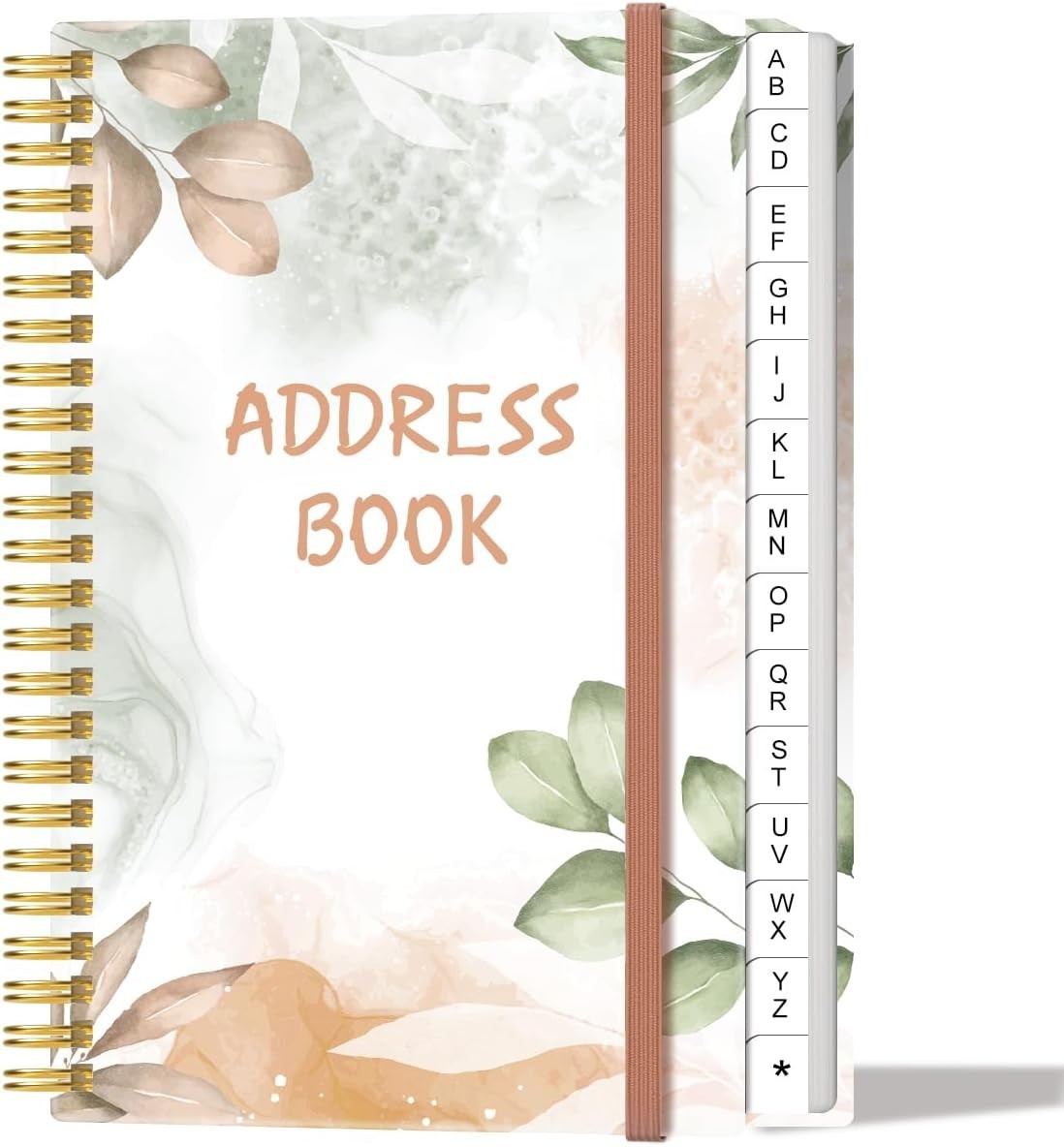 4.3″ x 6.2″, Rose Leaf Address Book with Alphabetical Tabs – Small Address Book
