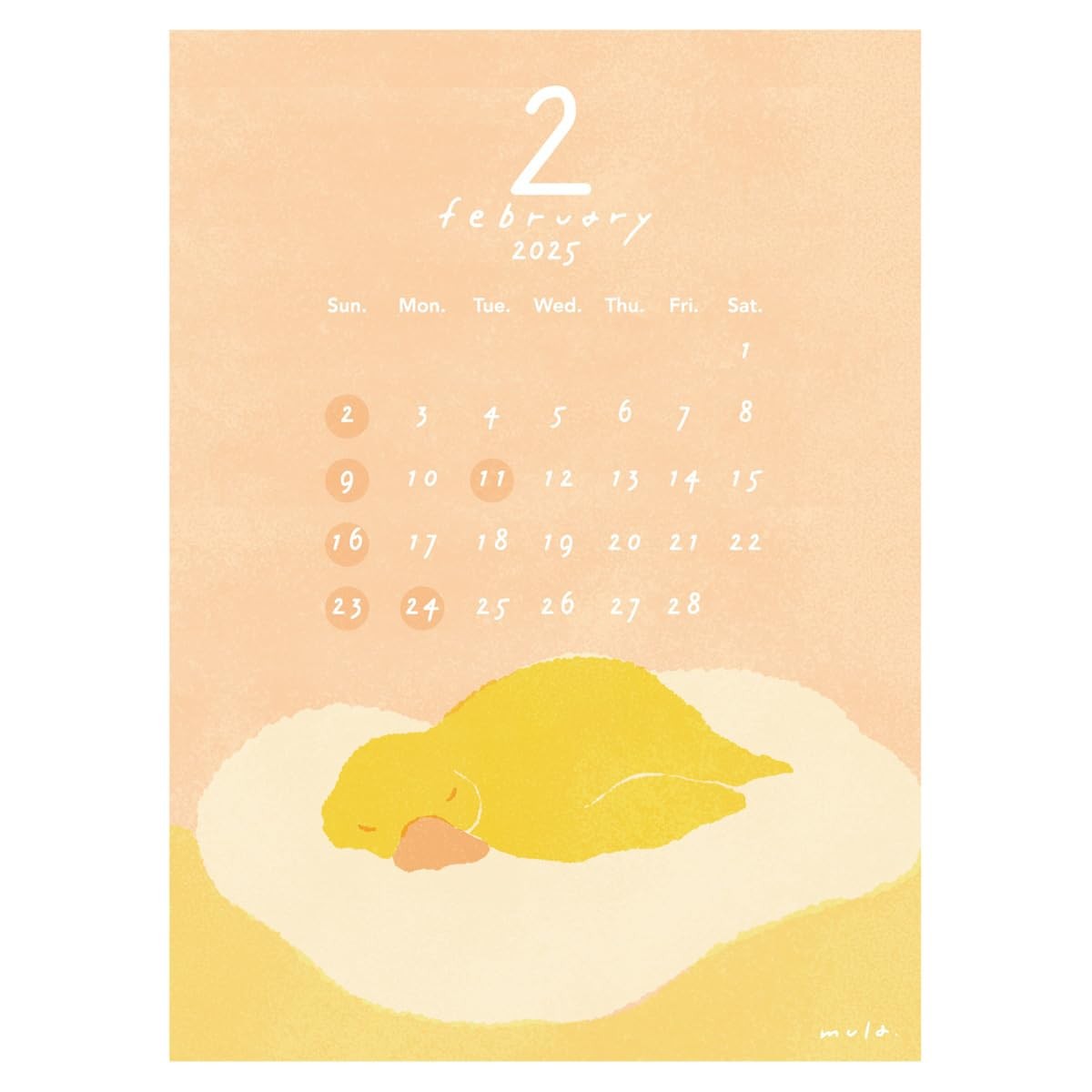 2025 mula letter calendar No.198