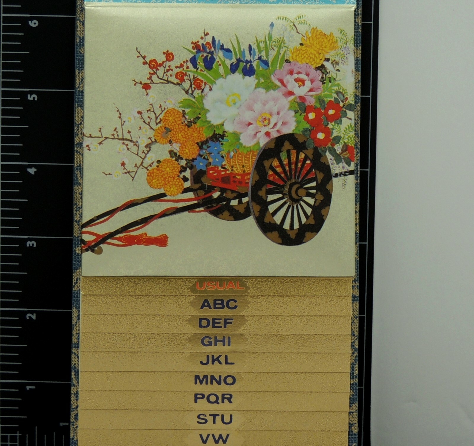 Japanese Address Telephone Directory Vtg Book Pad Art Print Gold Embossed Japan