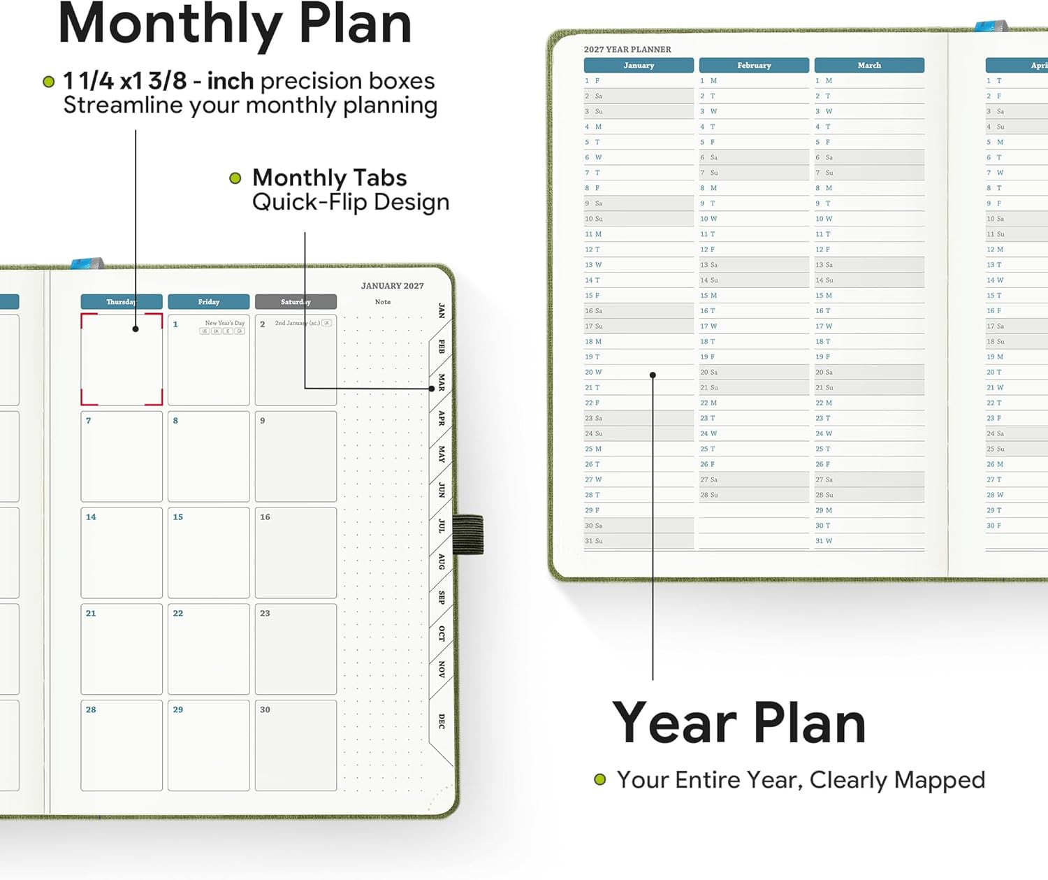 2026-2027 Weekly and Monthly Planner (July 2026–December 2027), 6.5″X8.5″, Verti