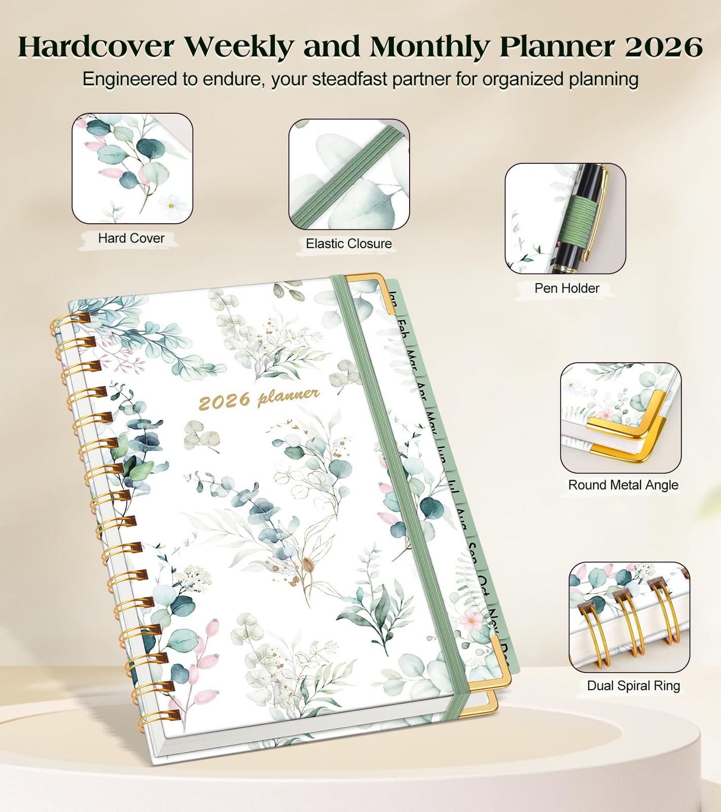2026 Planner, Hardcover Weekly and Monthly Planner for Women