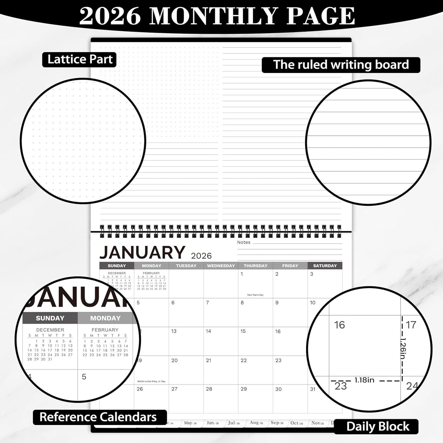 2026–2030 5-Year Monthly Planner, 9×11 Large Calendar with Tabs & Notes