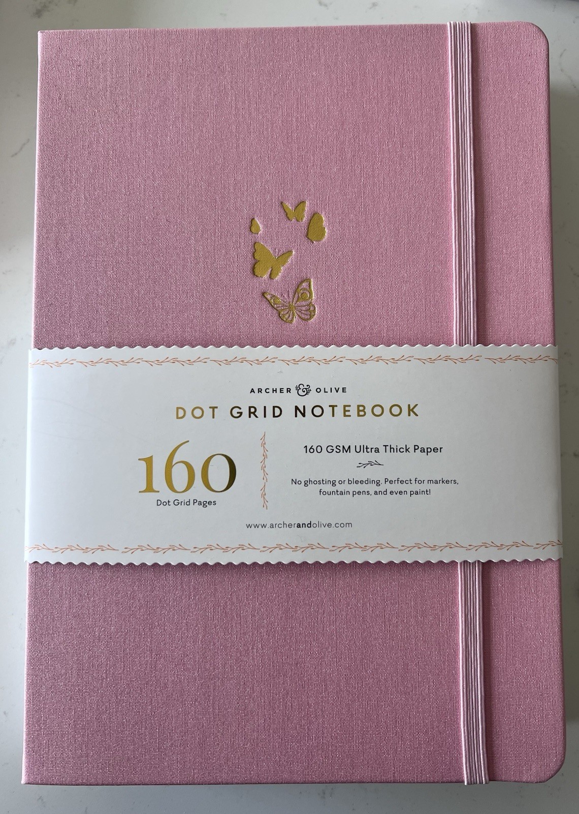 VHTF NIB Archer & Olive Pink Butterfly Glitter Vegan Cover Dot Grid Journal B5