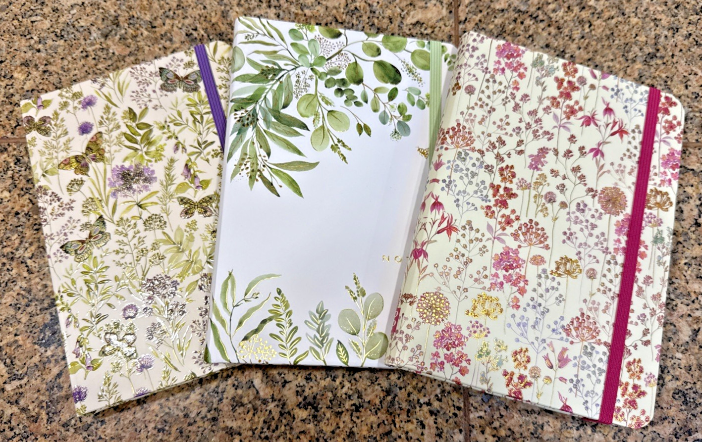 ***NEW 3 Peter Pauper Press Journal Lot FLORAL GOLD WILDFLOWERS BUTTERFLIES***