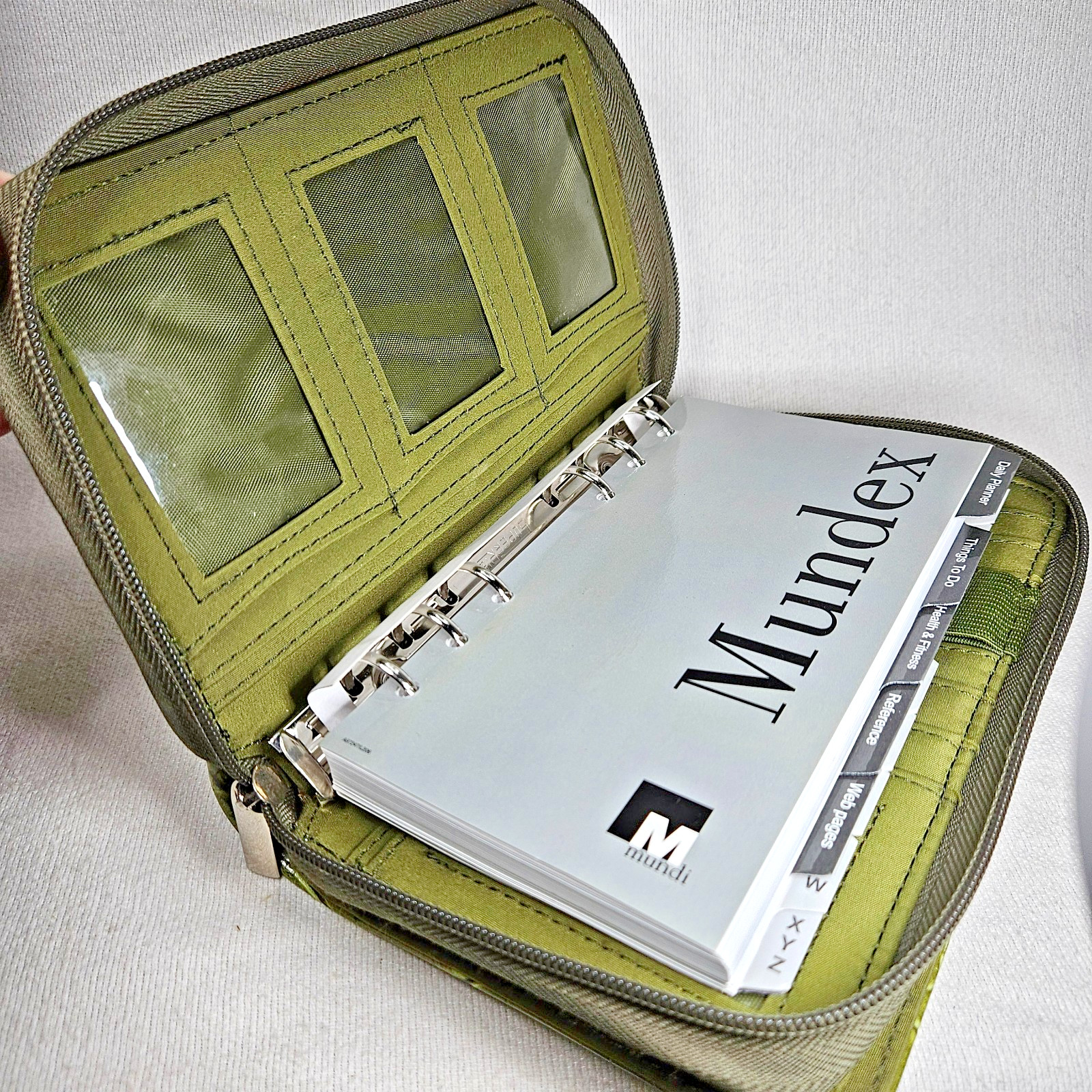 Mundi Mundex Day Planner Organizer Faux Croc Green Double Zip Agenda Unused