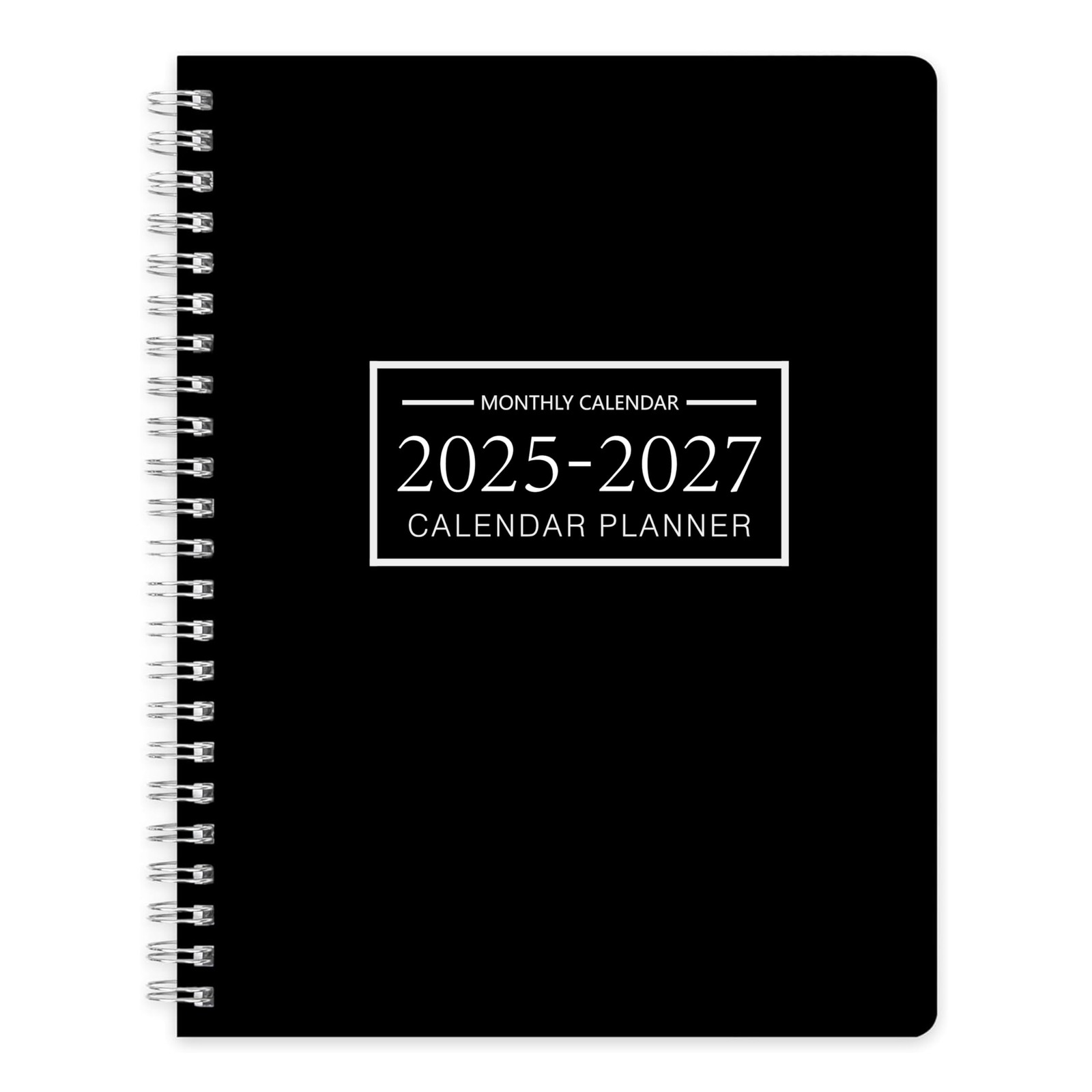 2025 2027 Planner, 24 Months Academic Calendar, Hard Cover, Spiral Bound, Black
