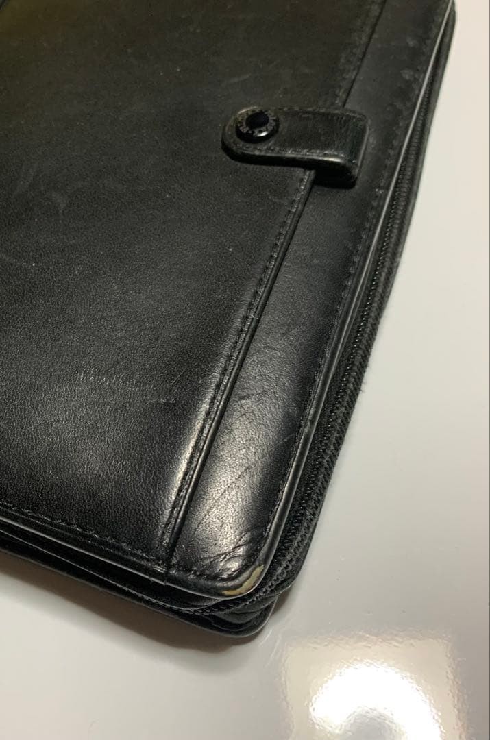 Filofax Durham System Planner leather black rare solid Aurthentic