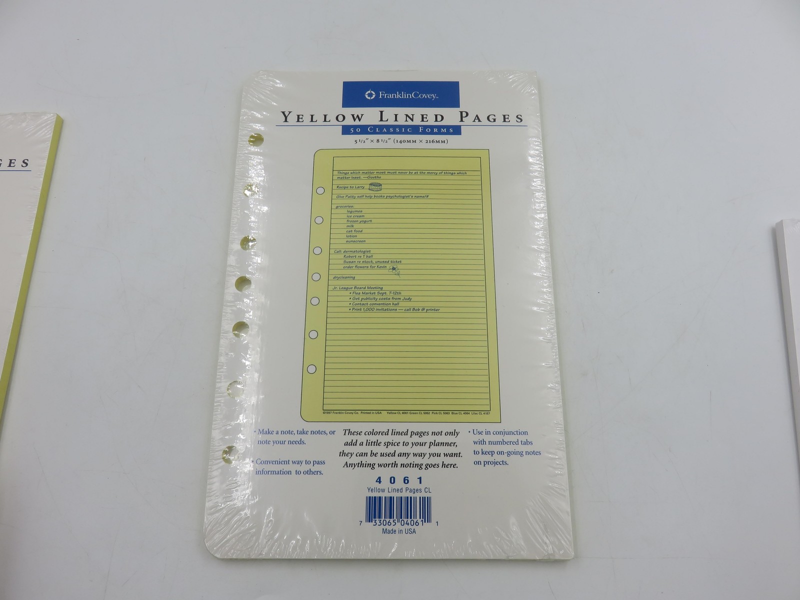 2 New Franklin Covey Yellow Lined Pg Planner Refill 40616 Classic Size Made USA
