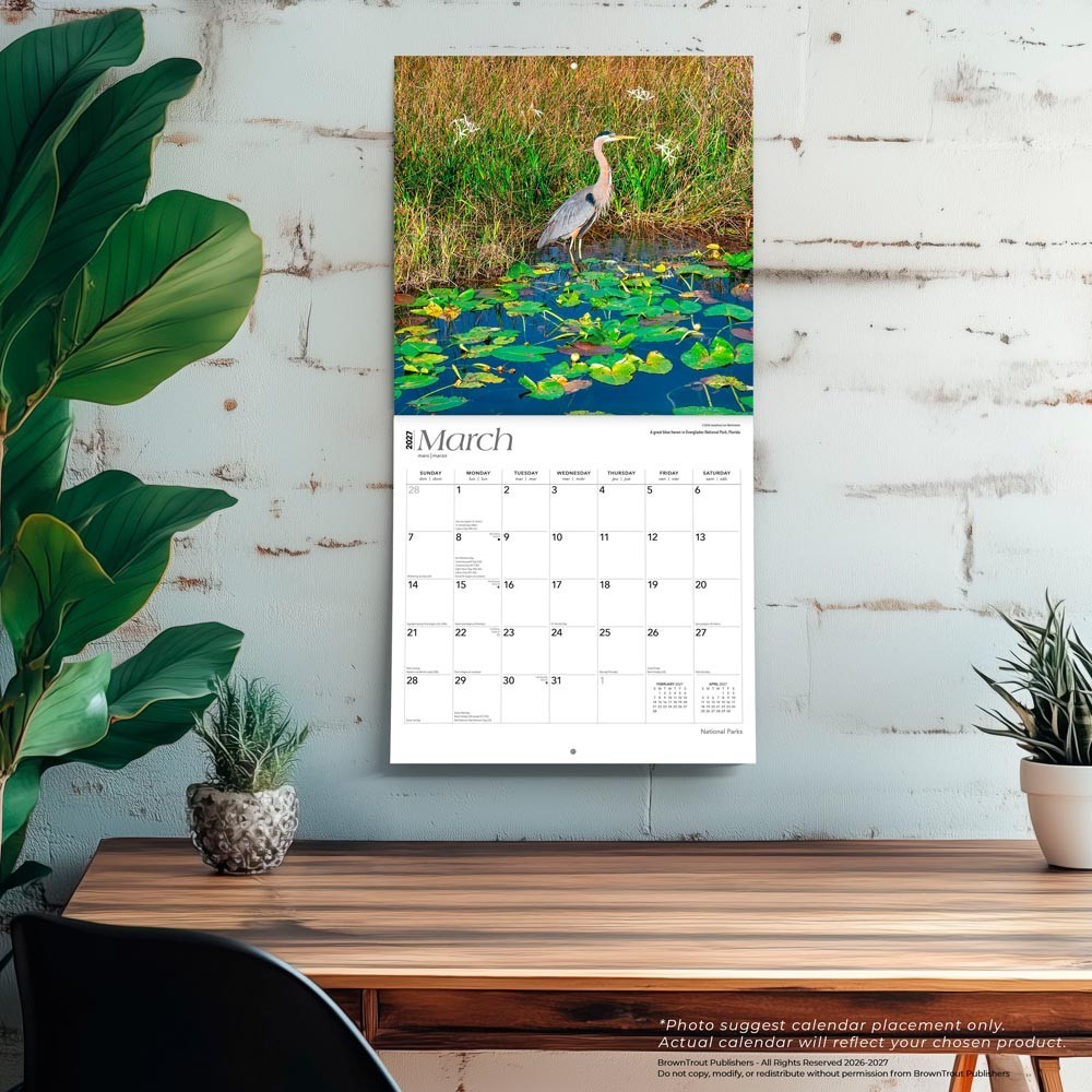 National Parks | 2027 12×24″ (Hanging) Square Wall Calendar | Plastic-Free